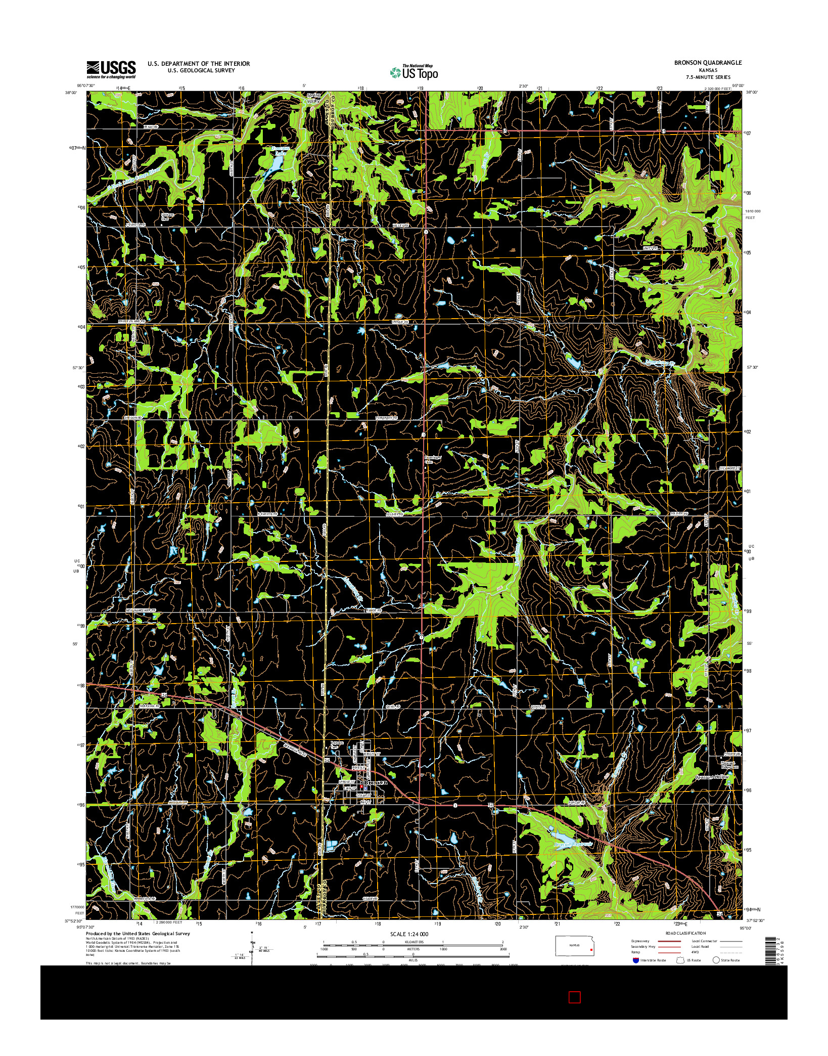 USGS US TOPO 7.5-MINUTE MAP FOR BRONSON, KS 2016