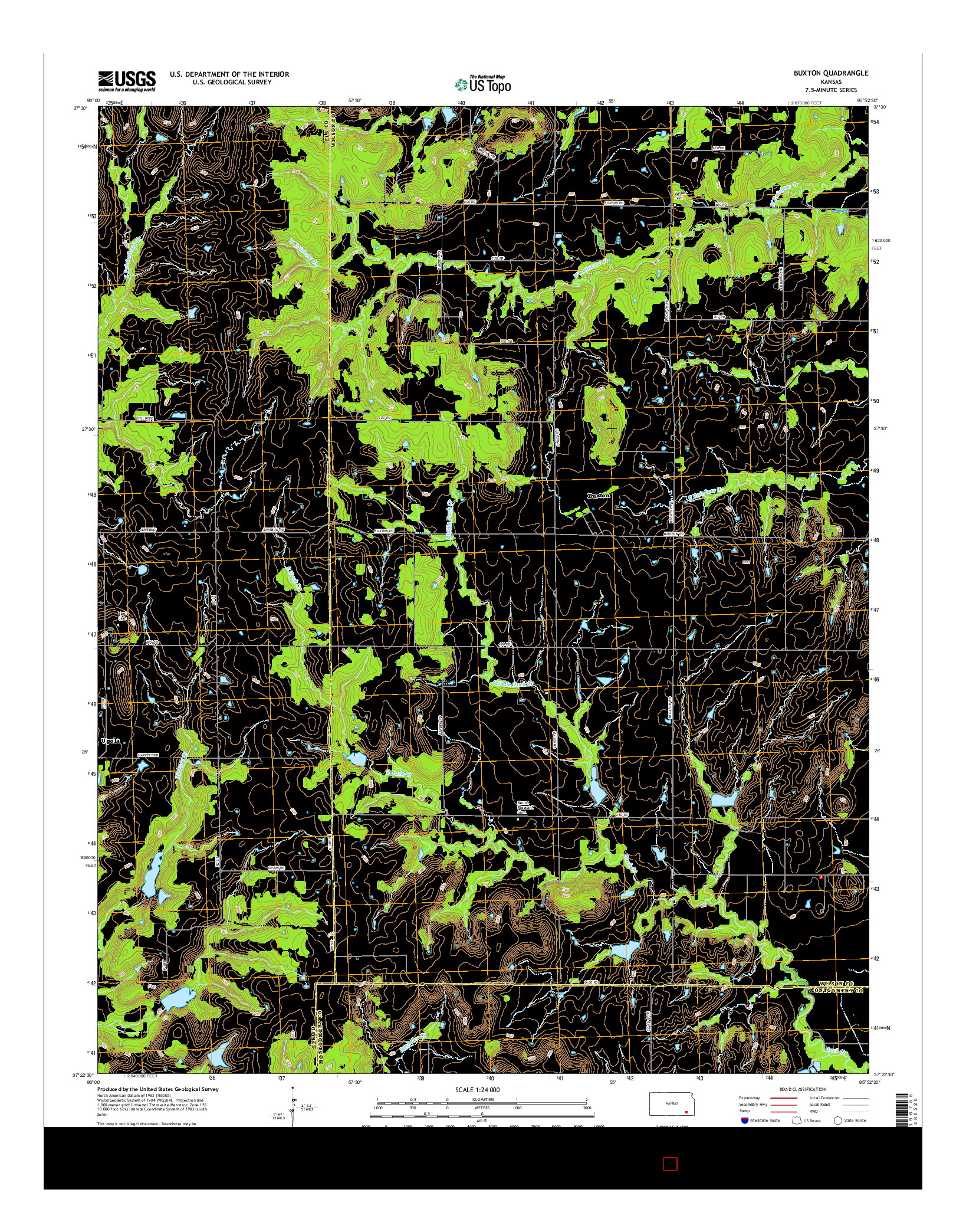 USGS US TOPO 7.5-MINUTE MAP FOR BUXTON, KS 2016