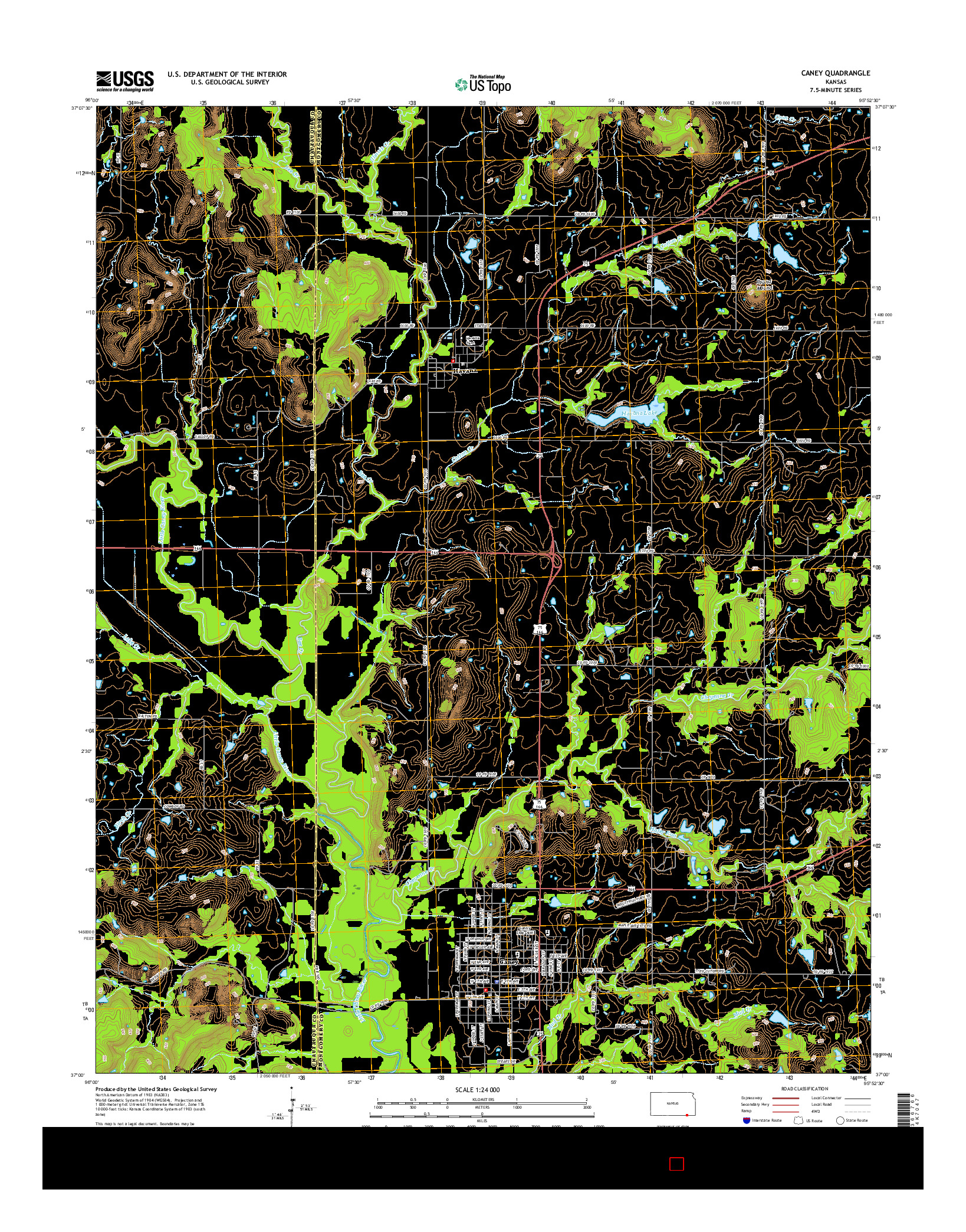 USGS US TOPO 7.5-MINUTE MAP FOR CANEY, KS 2016