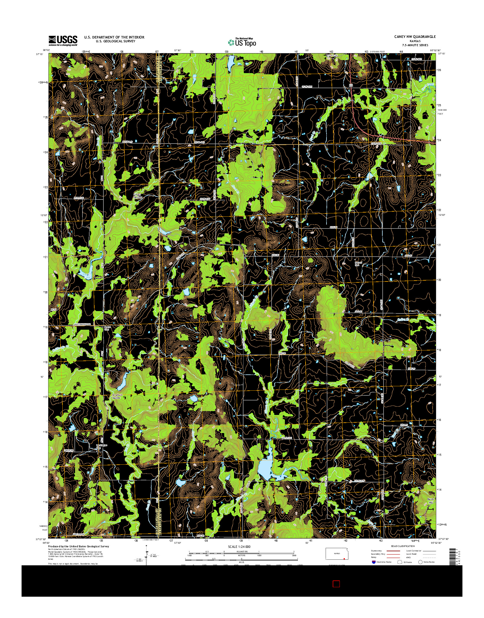 USGS US TOPO 7.5-MINUTE MAP FOR CANEY NW, KS 2016