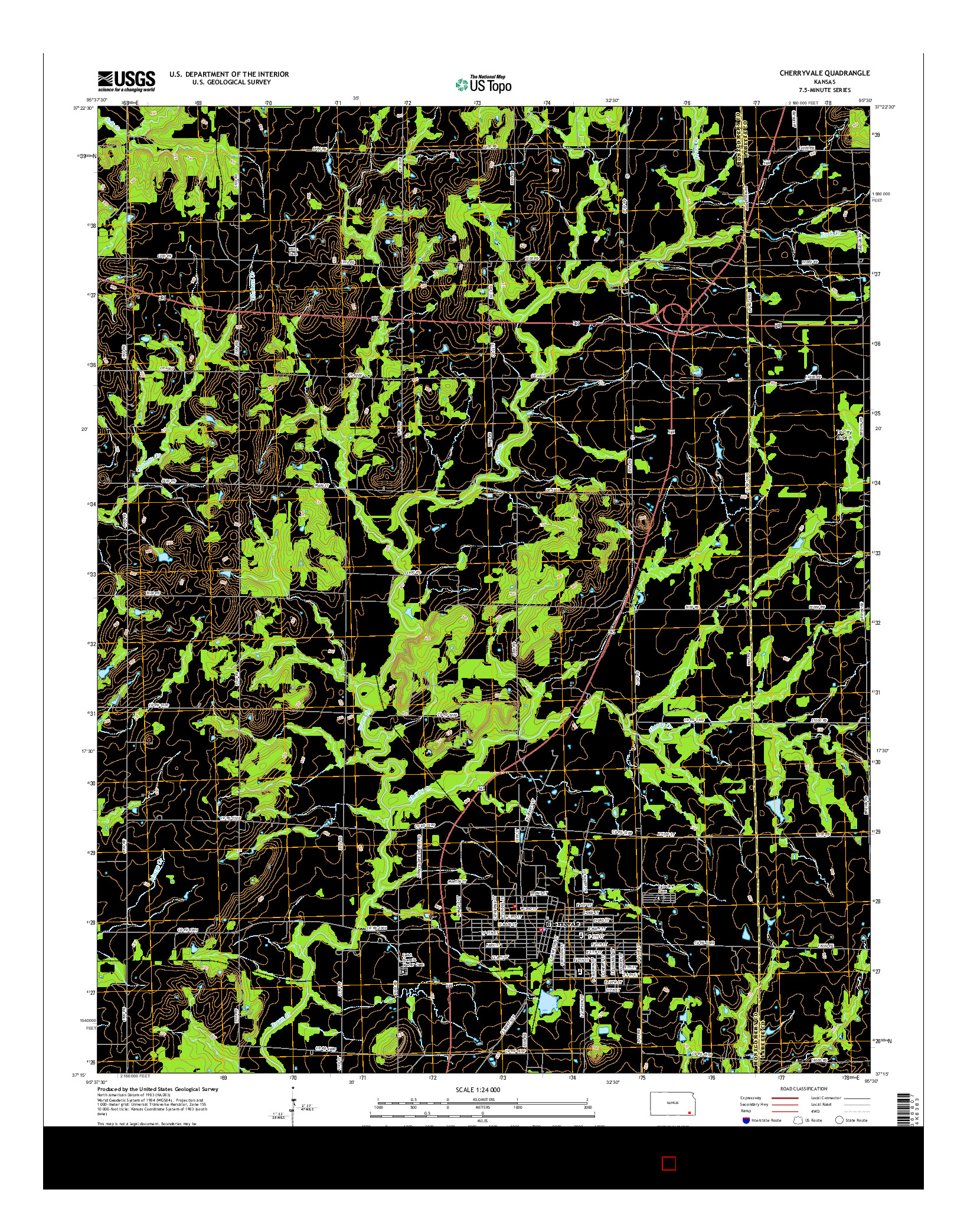 USGS US TOPO 7.5-MINUTE MAP FOR CHERRYVALE, KS 2016