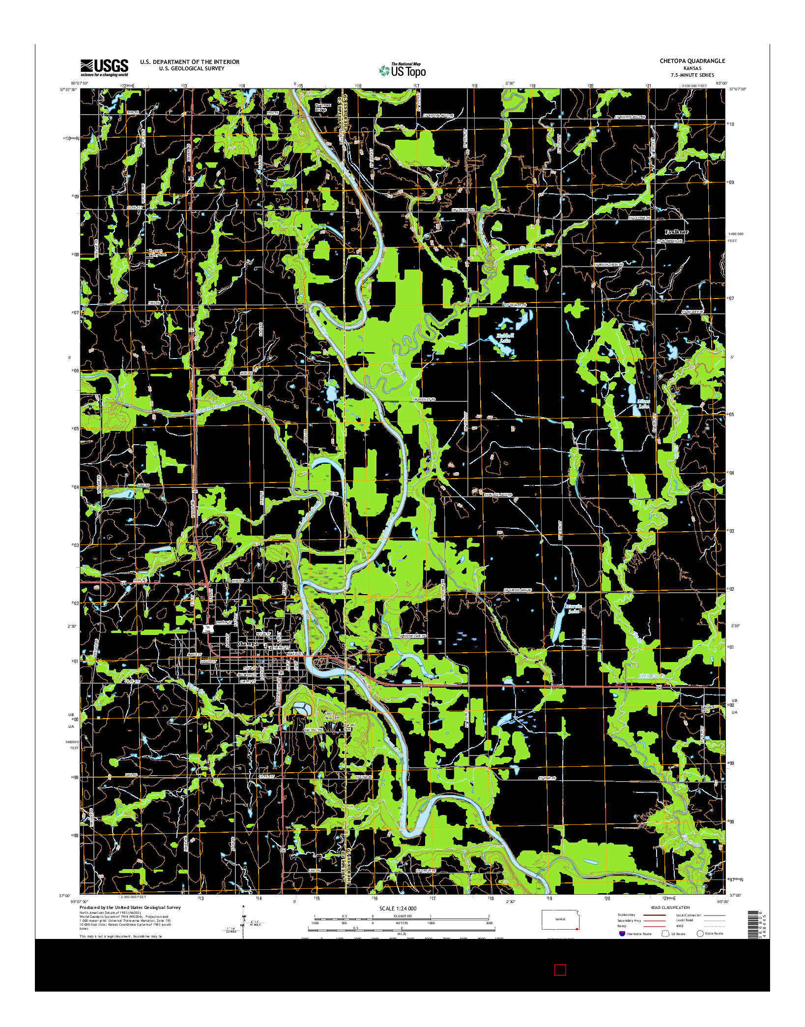 USGS US TOPO 7.5-MINUTE MAP FOR CHETOPA, KS 2016