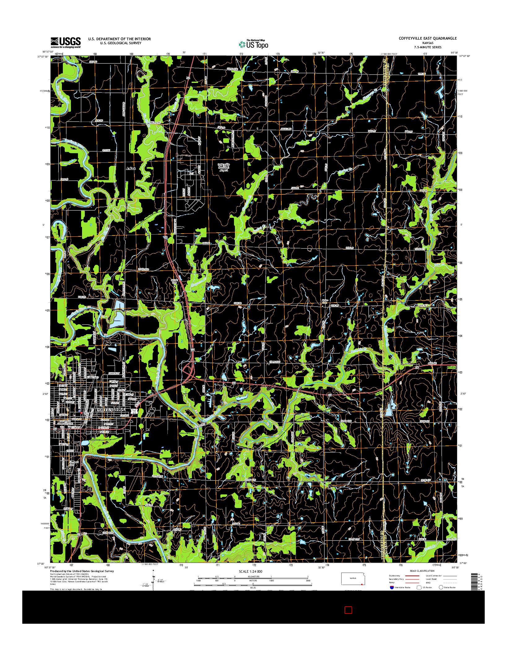 USGS US TOPO 7.5-MINUTE MAP FOR COFFEYVILLE EAST, KS 2016