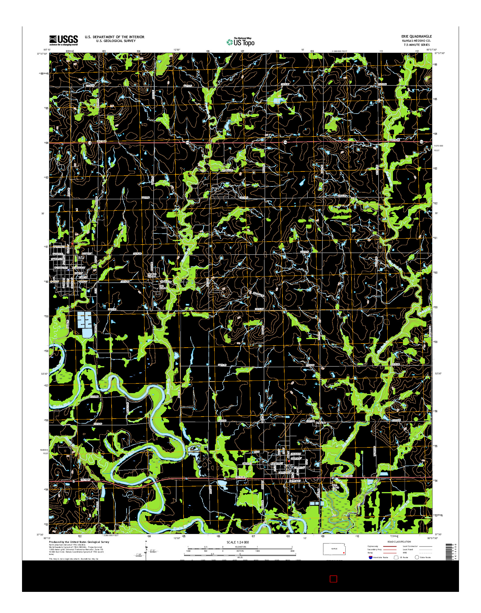 USGS US TOPO 7.5-MINUTE MAP FOR ERIE, KS 2016