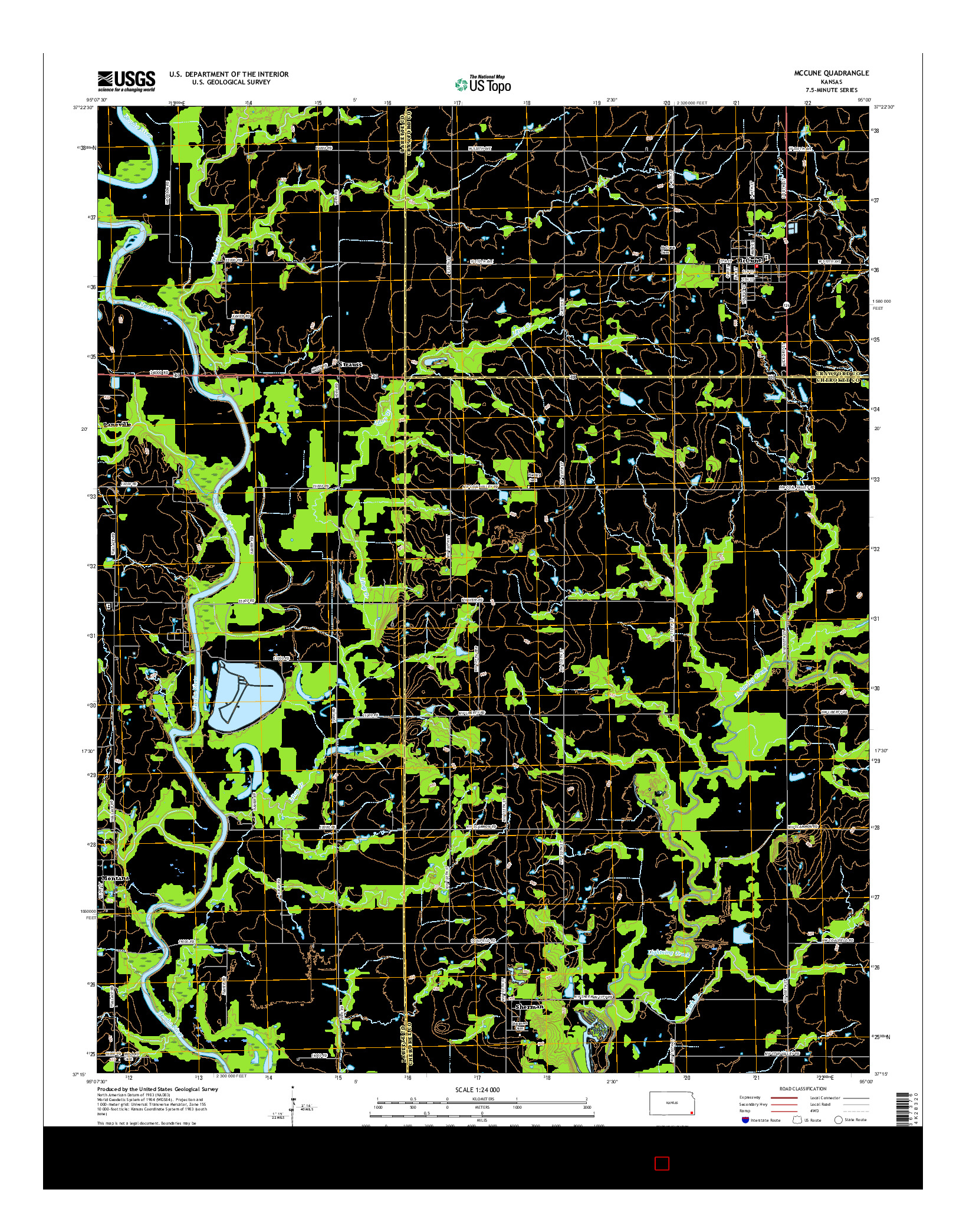 USGS US TOPO 7.5-MINUTE MAP FOR MCCUNE, KS 2016