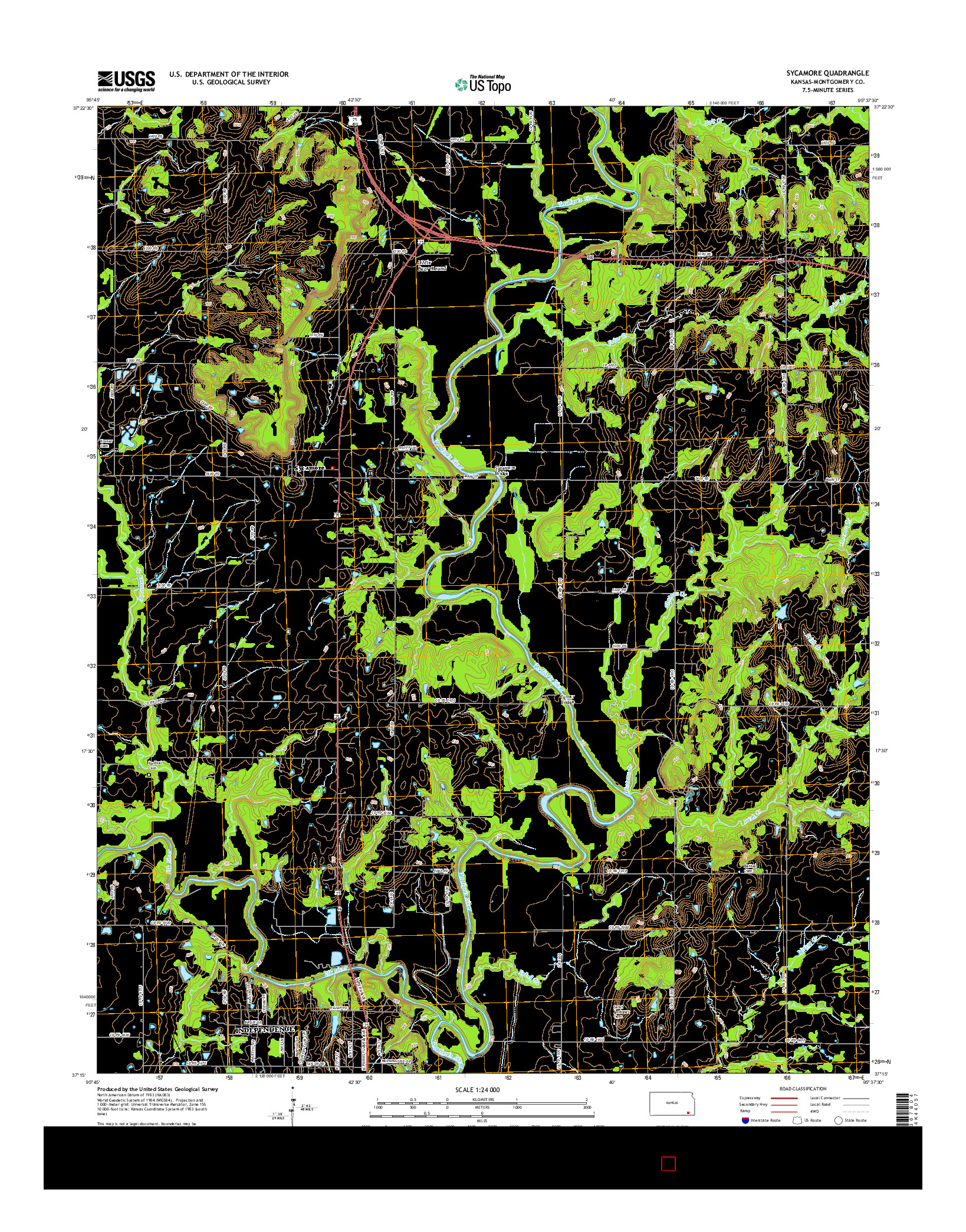 USGS US TOPO 7.5-MINUTE MAP FOR SYCAMORE, KS 2016