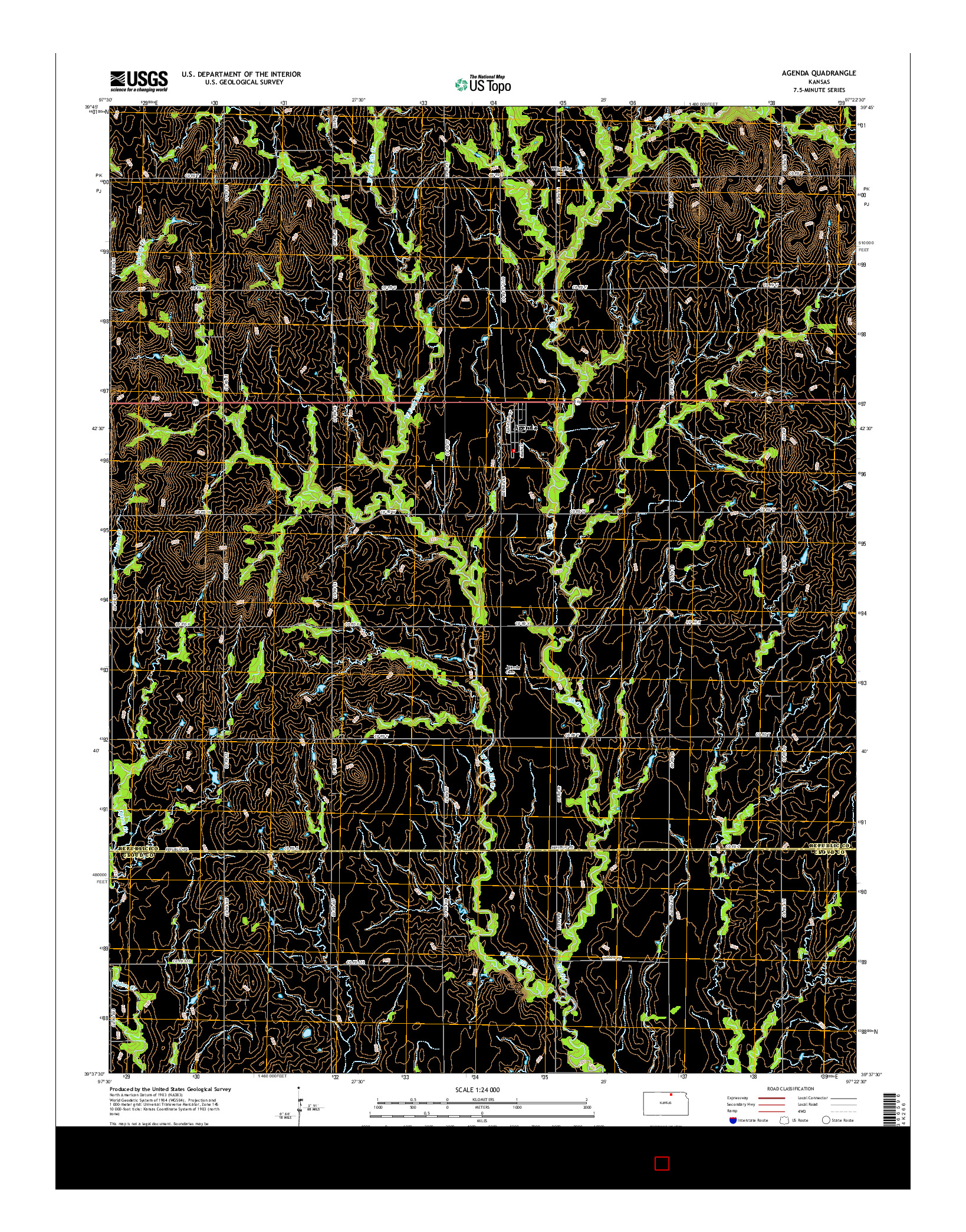 USGS US TOPO 7.5-MINUTE MAP FOR AGENDA, KS 2016