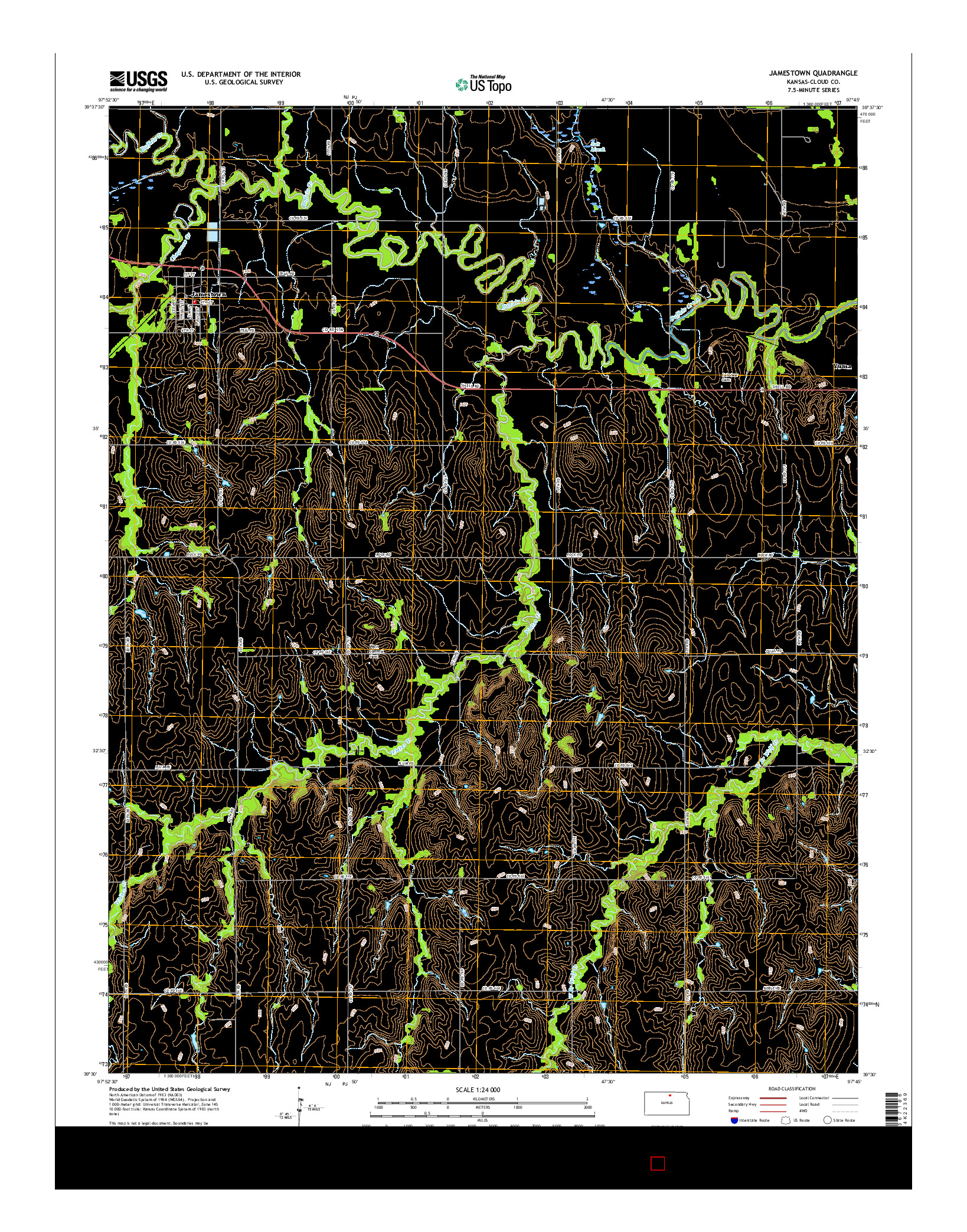 USGS US TOPO 7.5-MINUTE MAP FOR JAMESTOWN, KS 2016