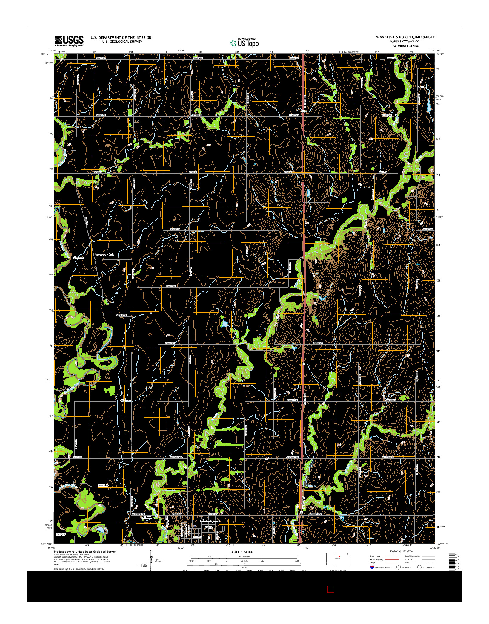 USGS US TOPO 7.5-MINUTE MAP FOR MINNEAPOLIS NORTH, KS 2016