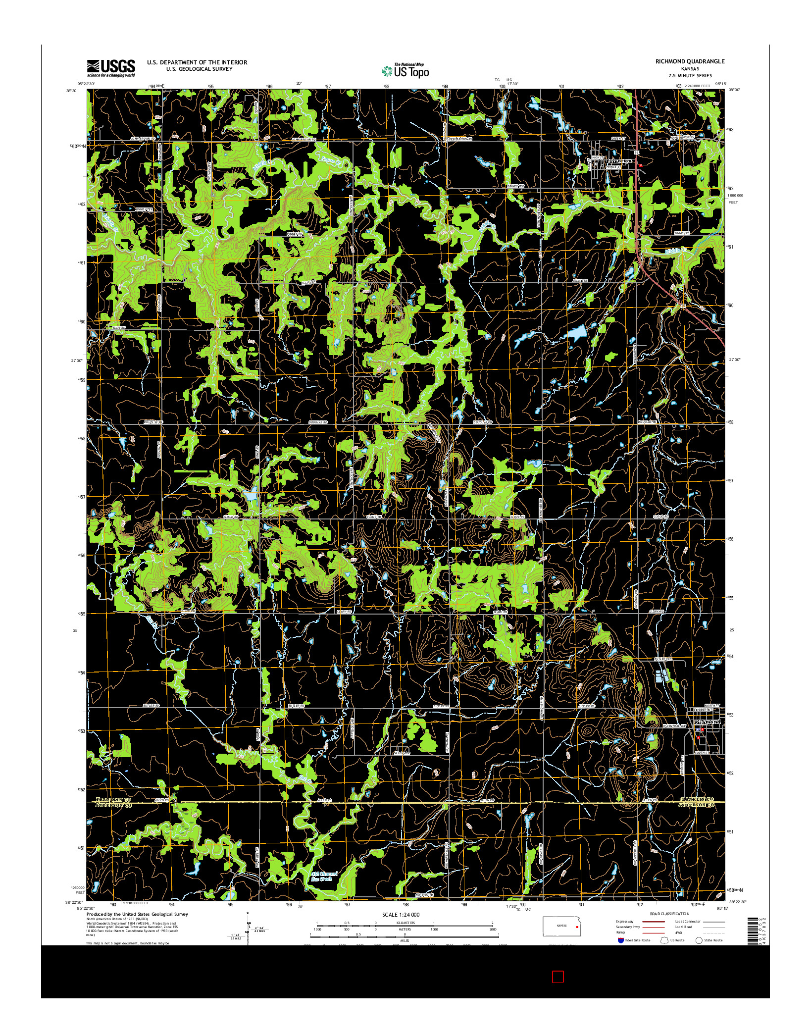 USGS US TOPO 7.5-MINUTE MAP FOR RICHMOND, KS 2016