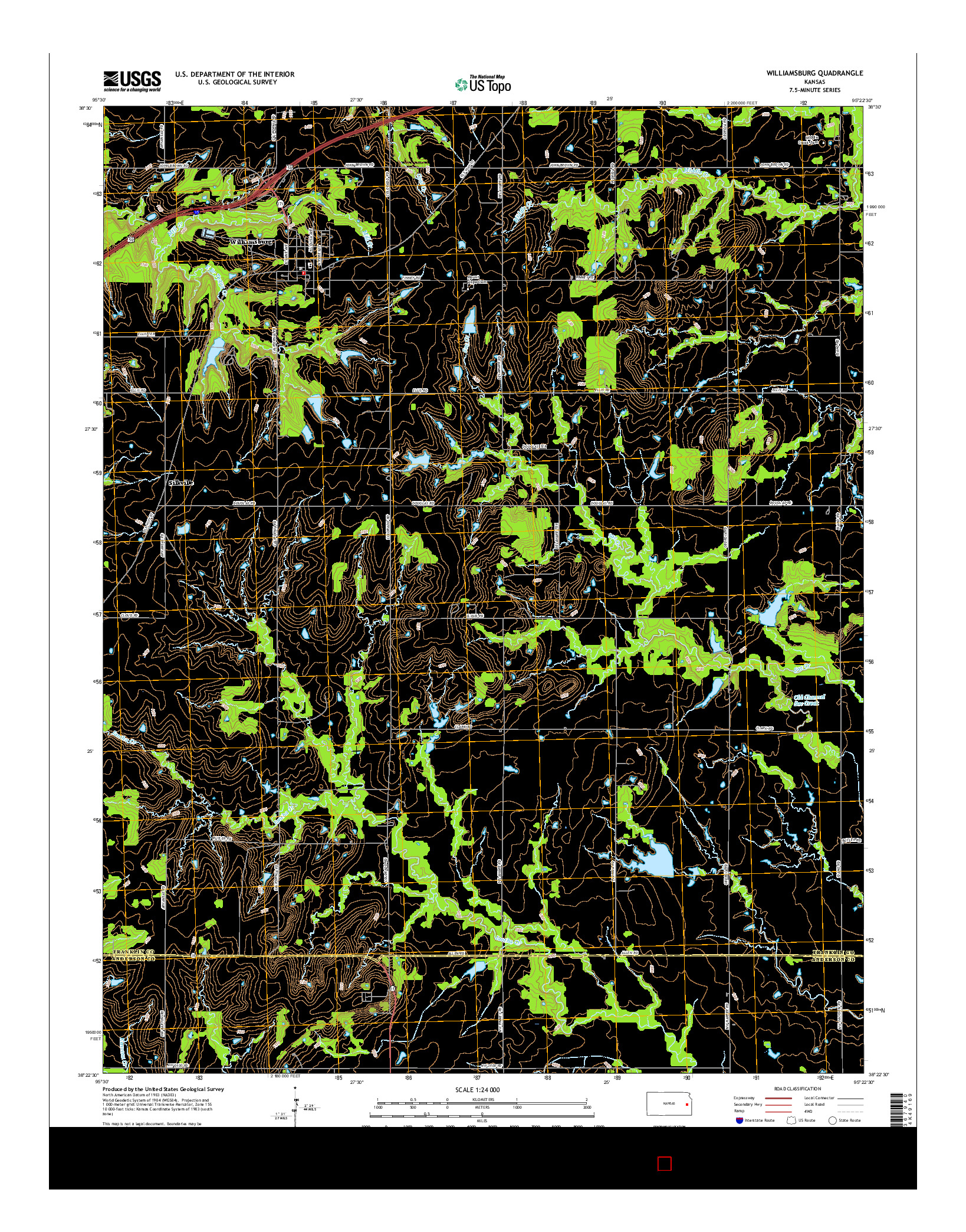 USGS US TOPO 7.5-MINUTE MAP FOR WILLIAMSBURG, KS 2016