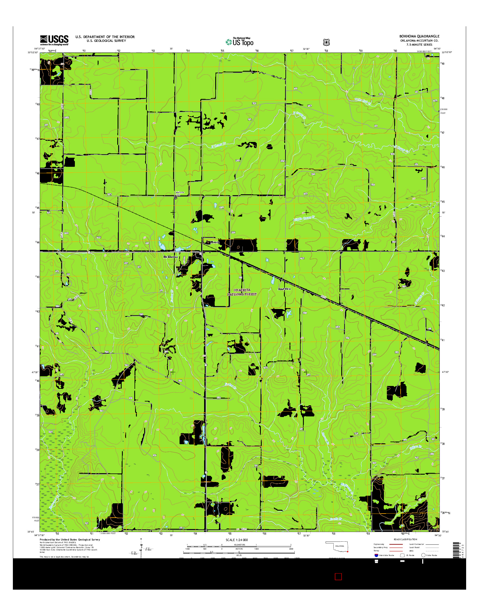 USGS US TOPO 7.5-MINUTE MAP FOR BOKHOMA, OK 2016