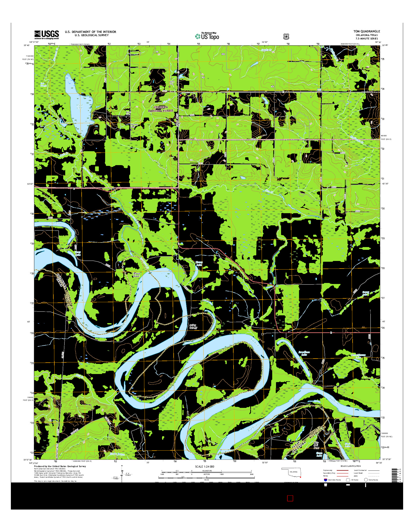 USGS US TOPO 7.5-MINUTE MAP FOR TOM, OK-TX 2016