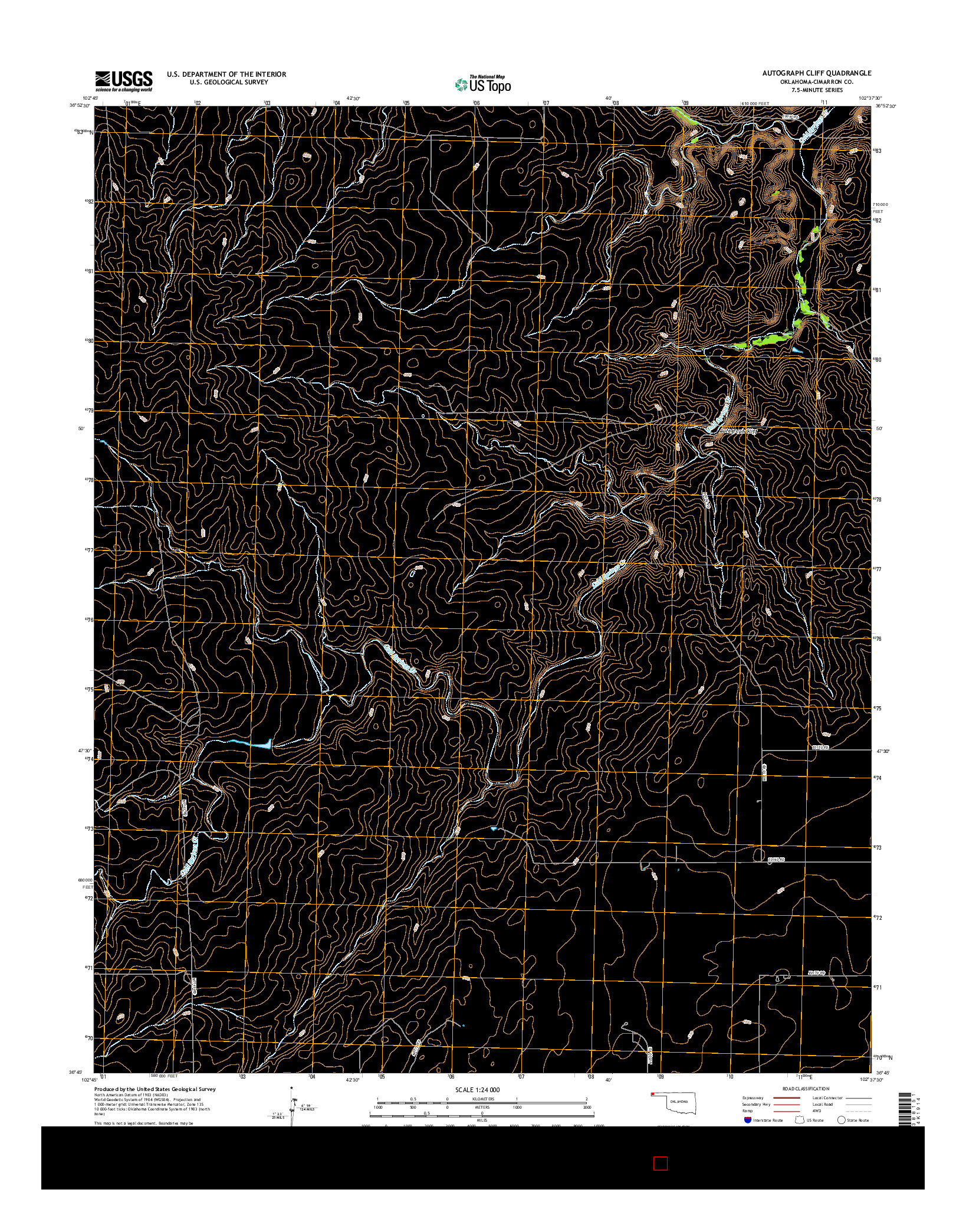 USGS US TOPO 7.5-MINUTE MAP FOR AUTOGRAPH CLIFF, OK 2016