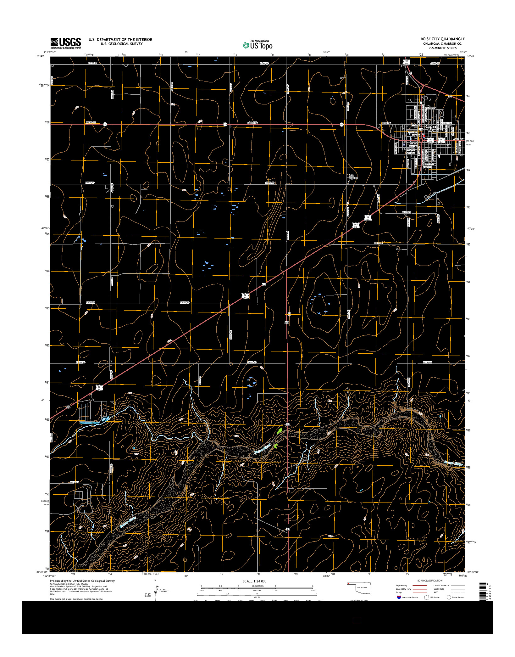USGS US TOPO 7.5-MINUTE MAP FOR BOISE CITY, OK 2016