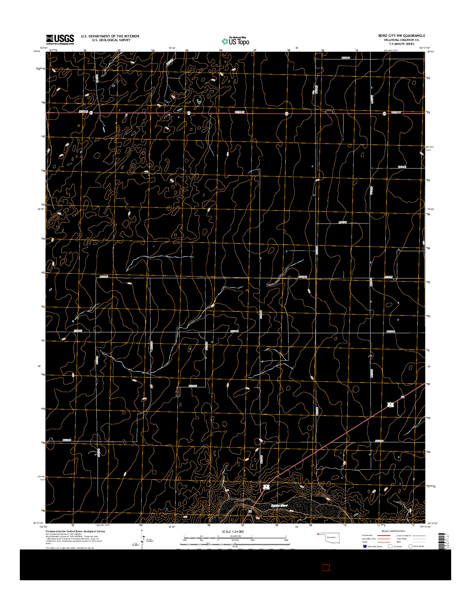 USGS US TOPO 7.5-MINUTE MAP FOR BOISE CITY NW, OK 2016