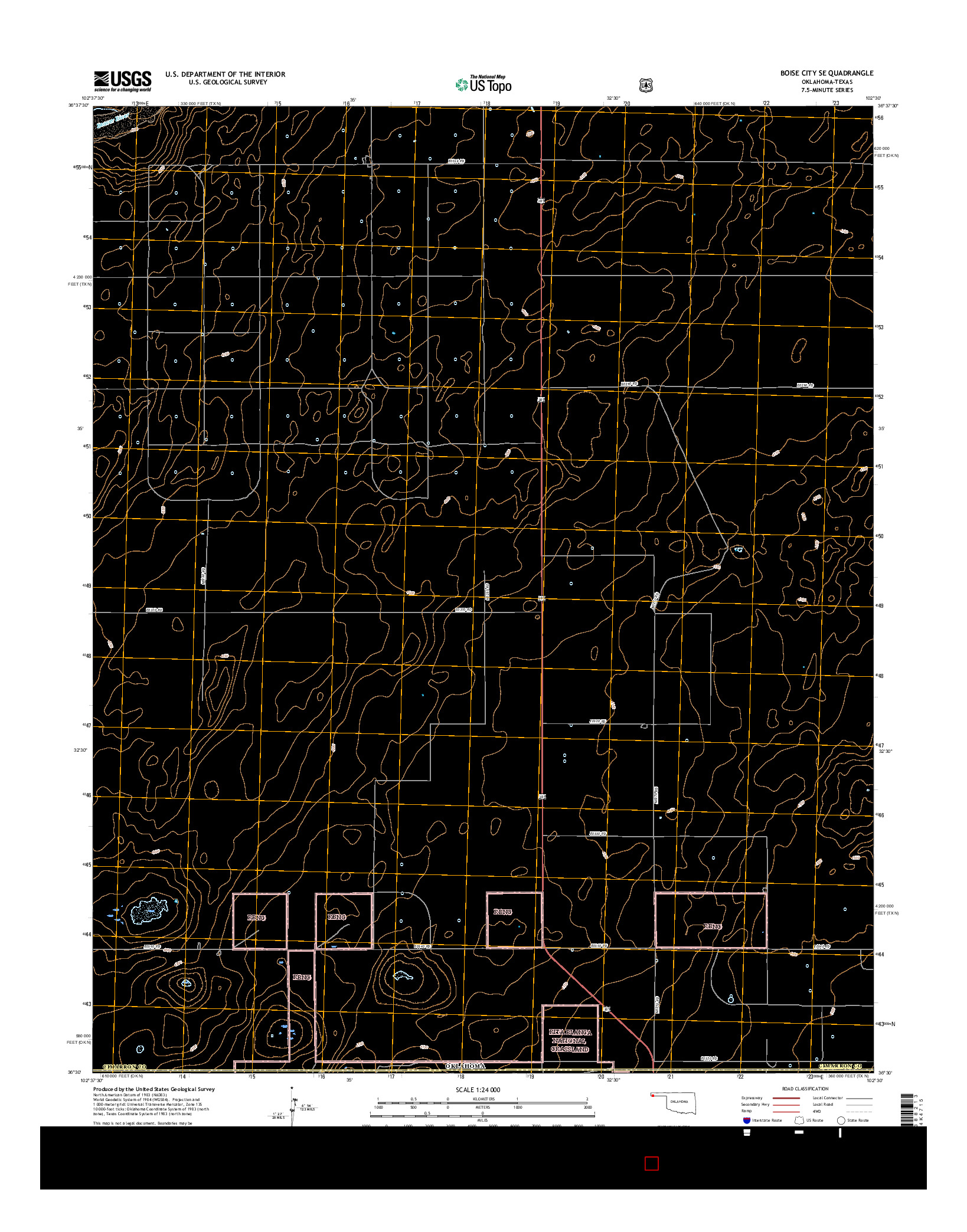 USGS US TOPO 7.5-MINUTE MAP FOR BOISE CITY SE, OK-TX 2016