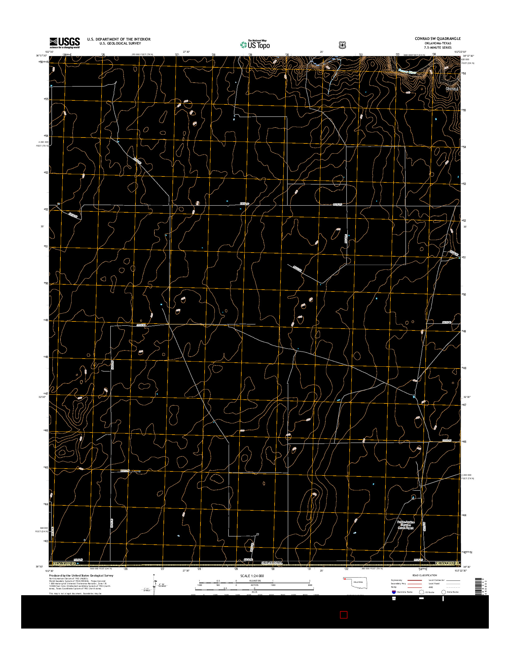 USGS US TOPO 7.5-MINUTE MAP FOR CONRAD SW, OK-TX 2016
