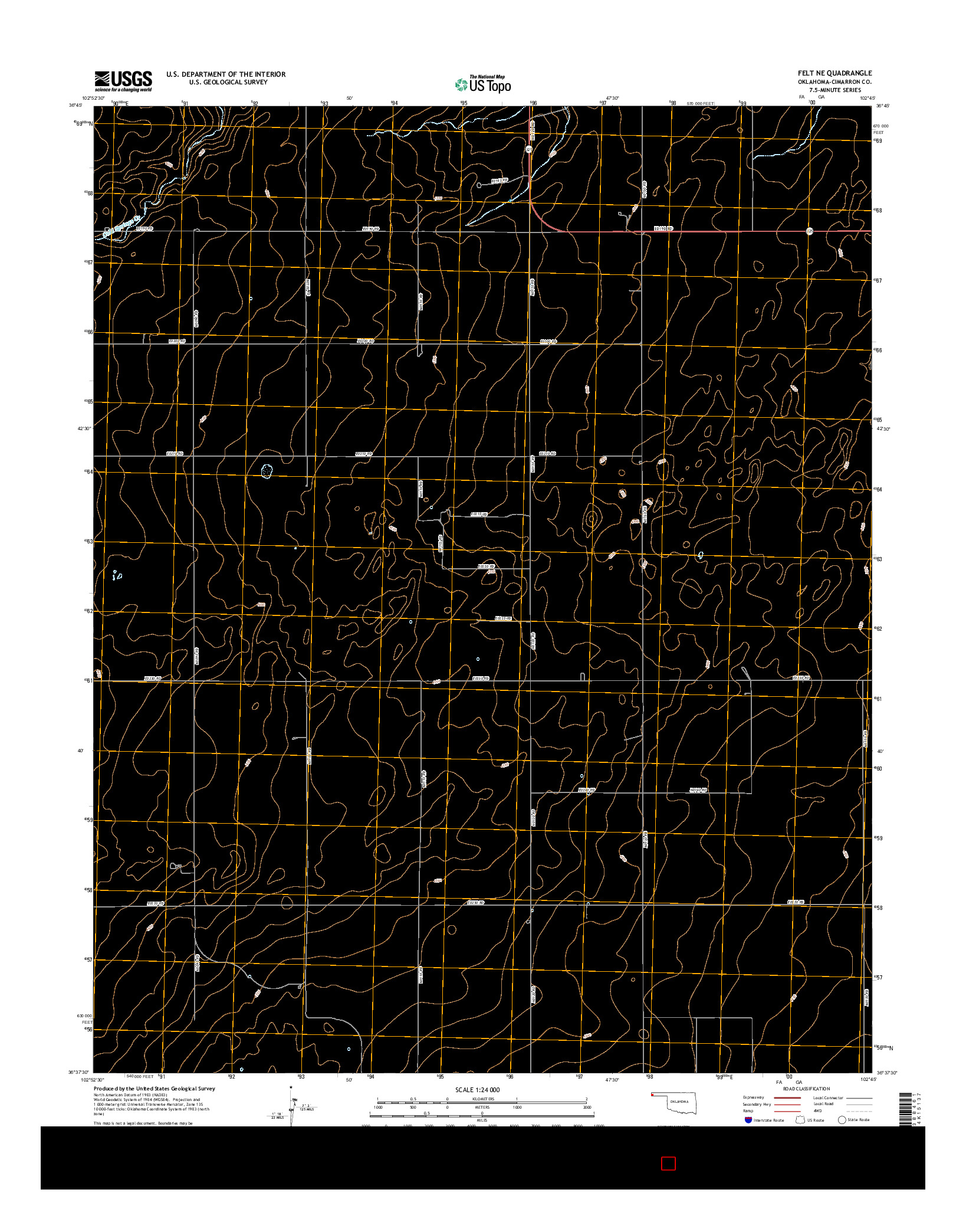 USGS US TOPO 7.5-MINUTE MAP FOR FELT NE, OK 2016