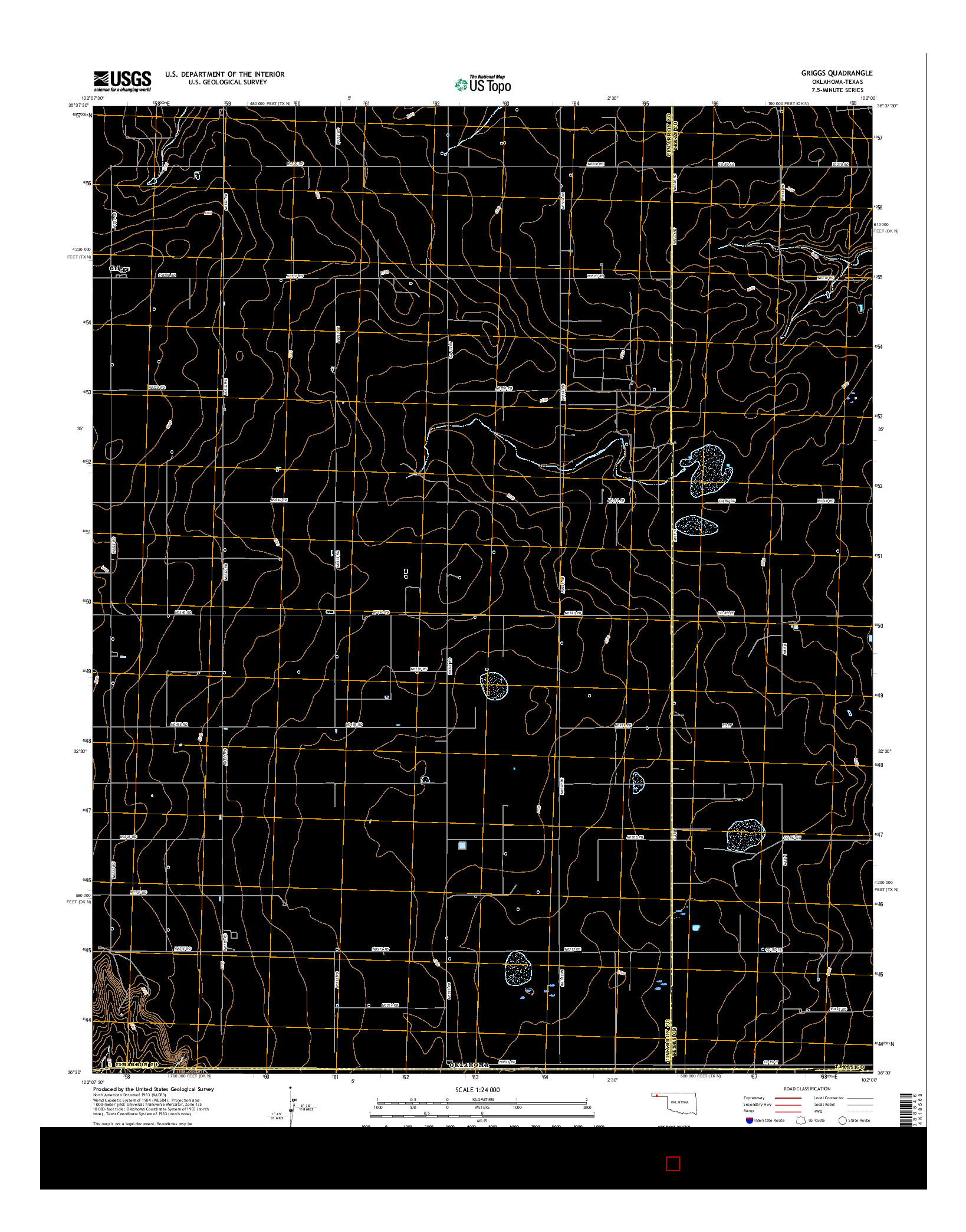 USGS US TOPO 7.5-MINUTE MAP FOR GRIGGS, OK-TX 2016