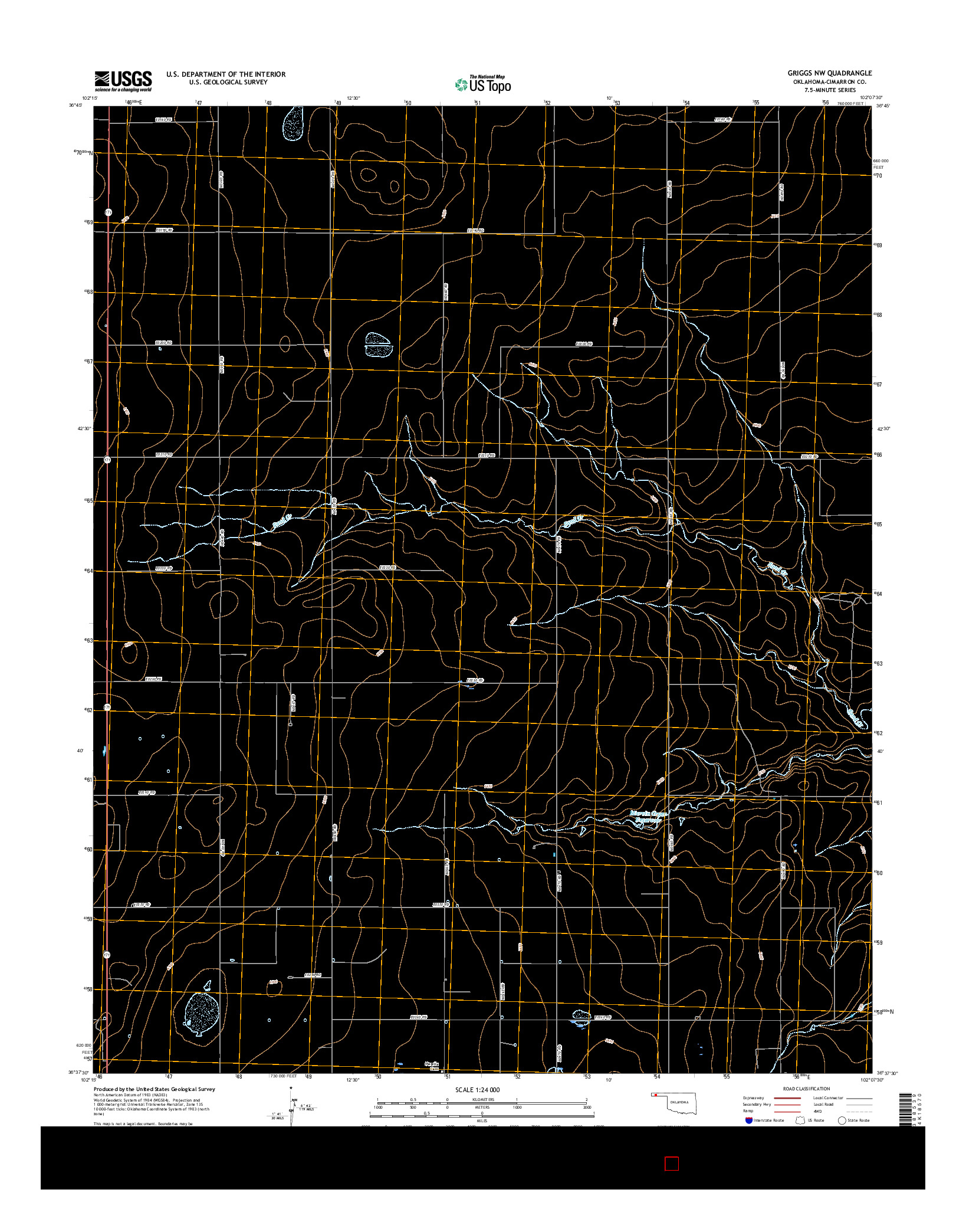 USGS US TOPO 7.5-MINUTE MAP FOR GRIGGS NW, OK 2016