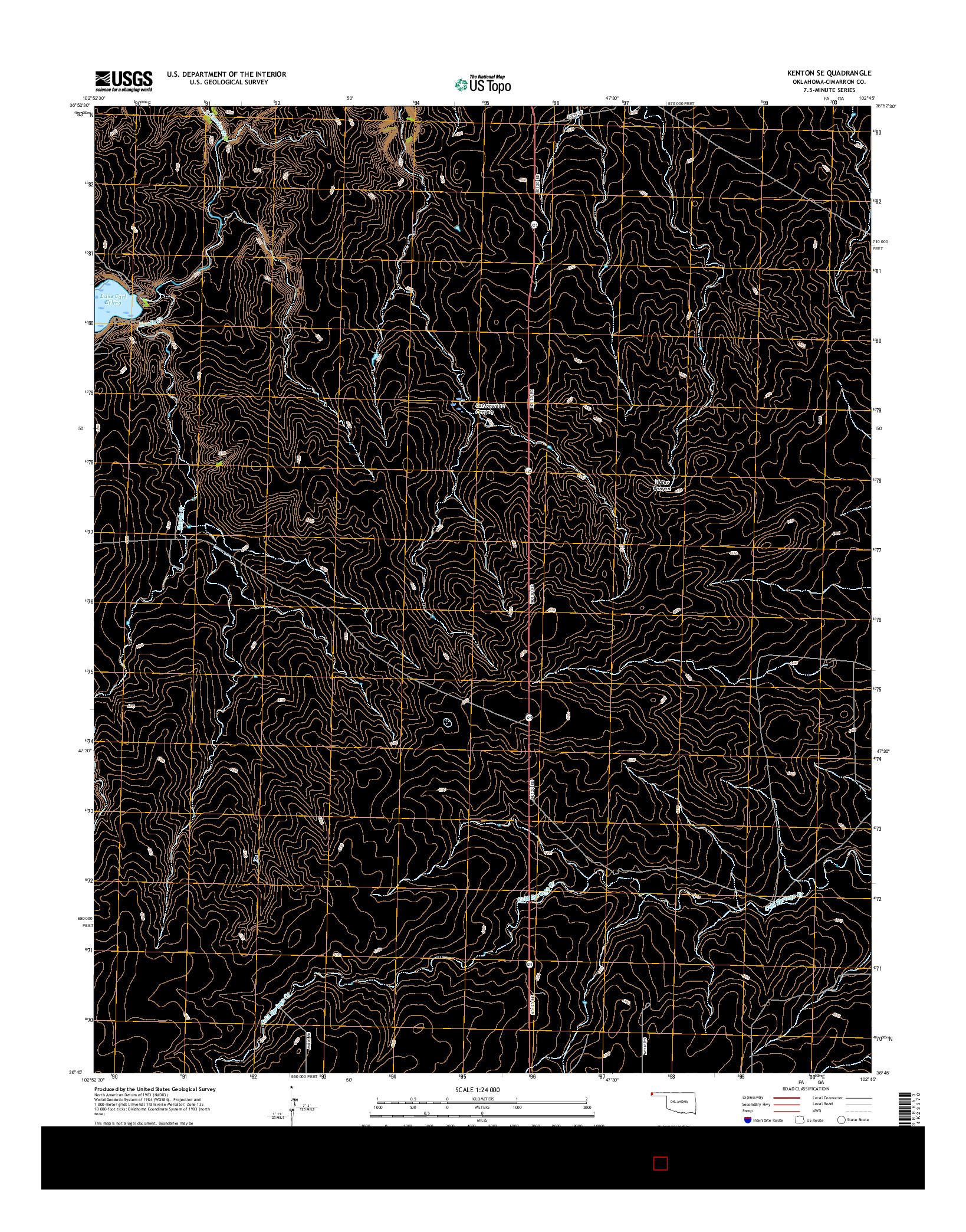 USGS US TOPO 7.5-MINUTE MAP FOR KENTON SE, OK 2016