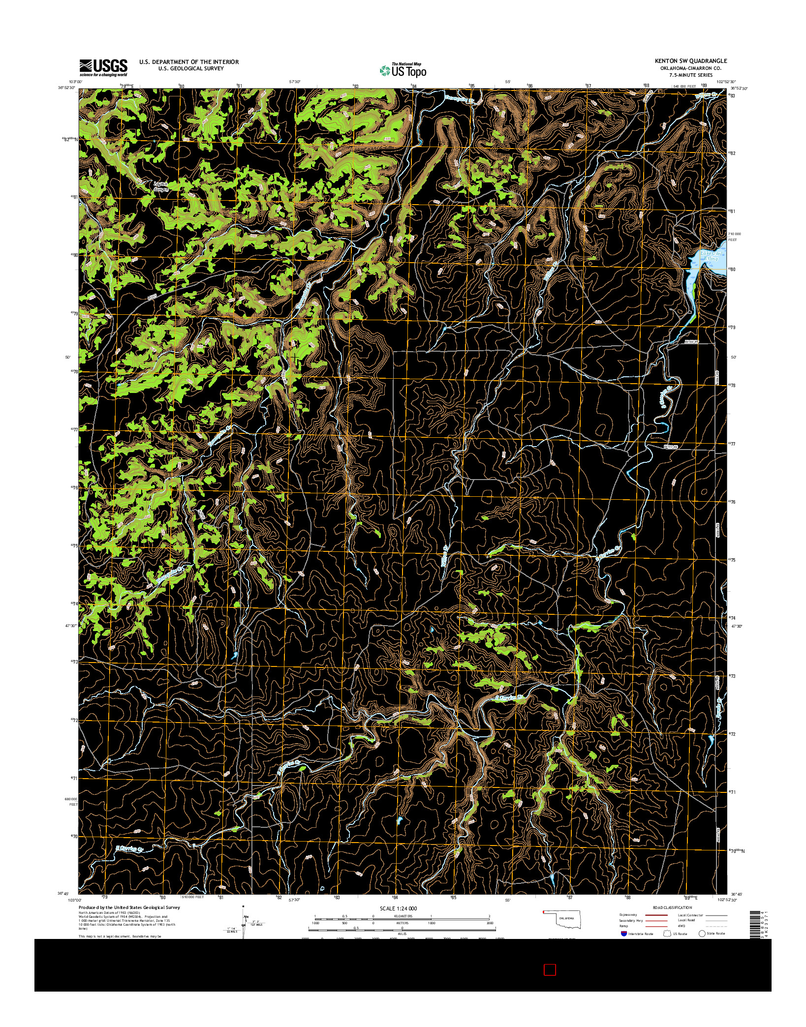 USGS US TOPO 7.5-MINUTE MAP FOR KENTON SW, OK 2016