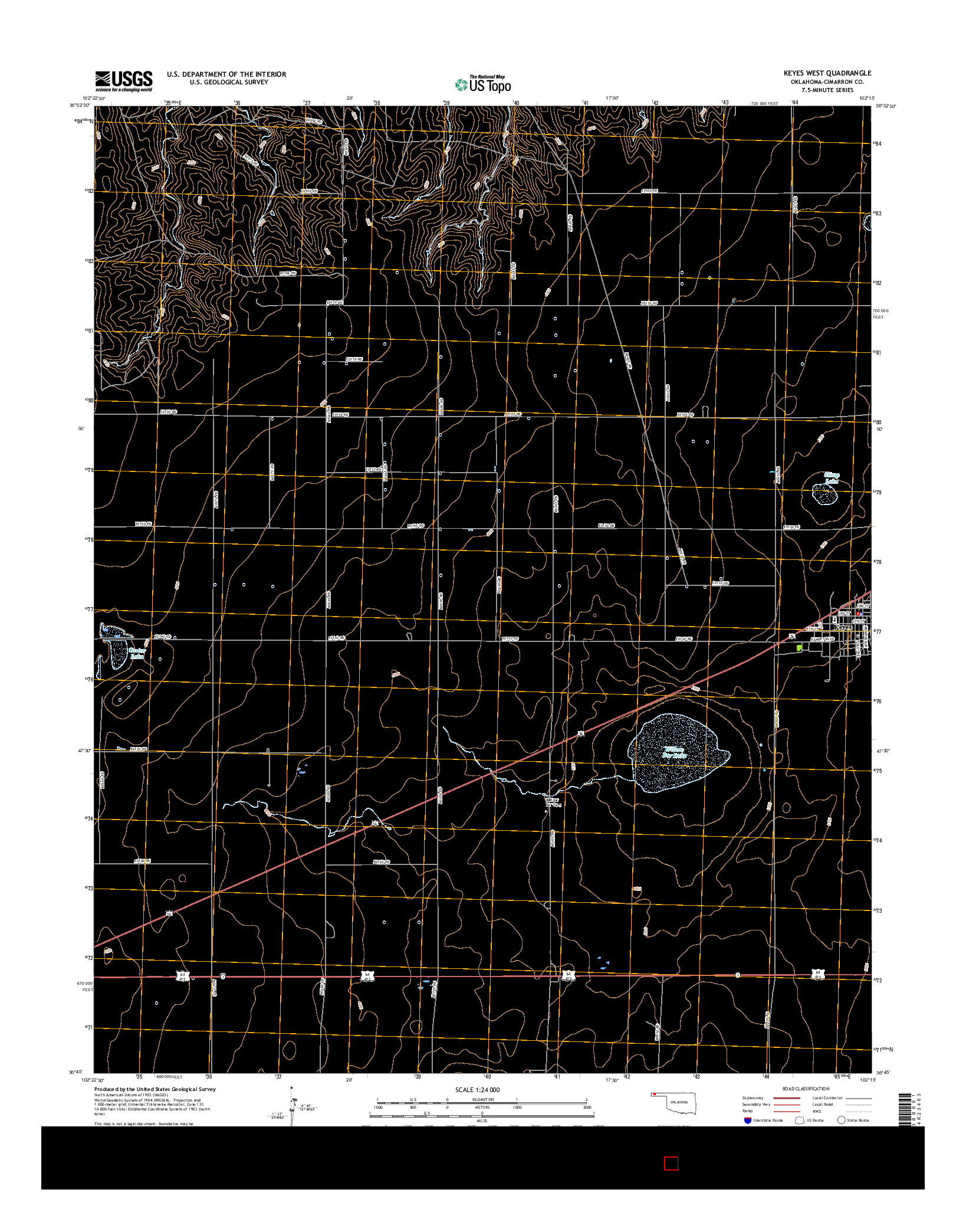 USGS US TOPO 7.5-MINUTE MAP FOR KEYES WEST, OK 2016