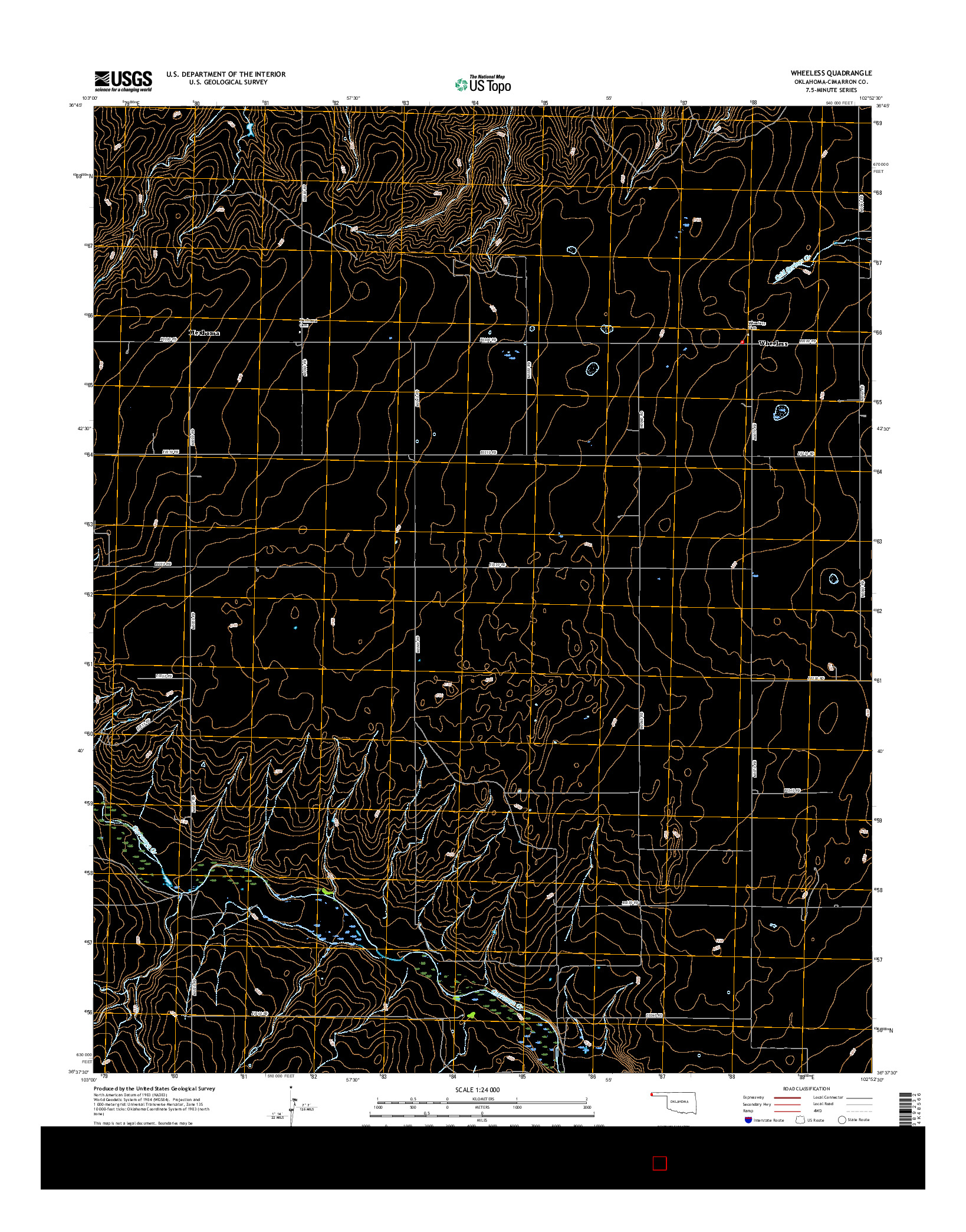 USGS US TOPO 7.5-MINUTE MAP FOR WHEELESS, OK 2016