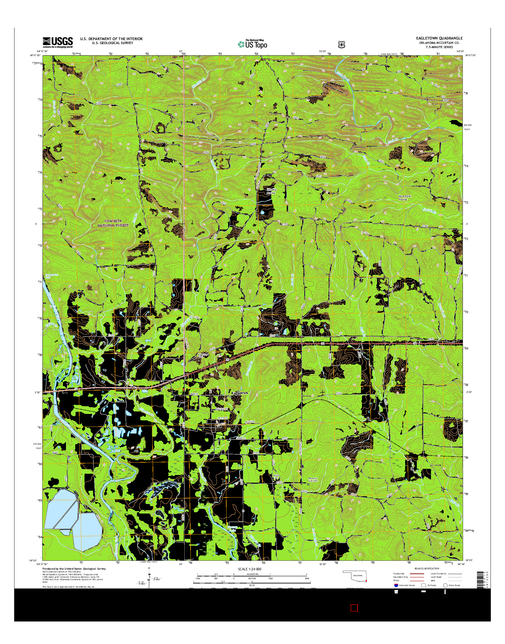 USGS US TOPO 7.5-MINUTE MAP FOR EAGLETOWN, OK 2016