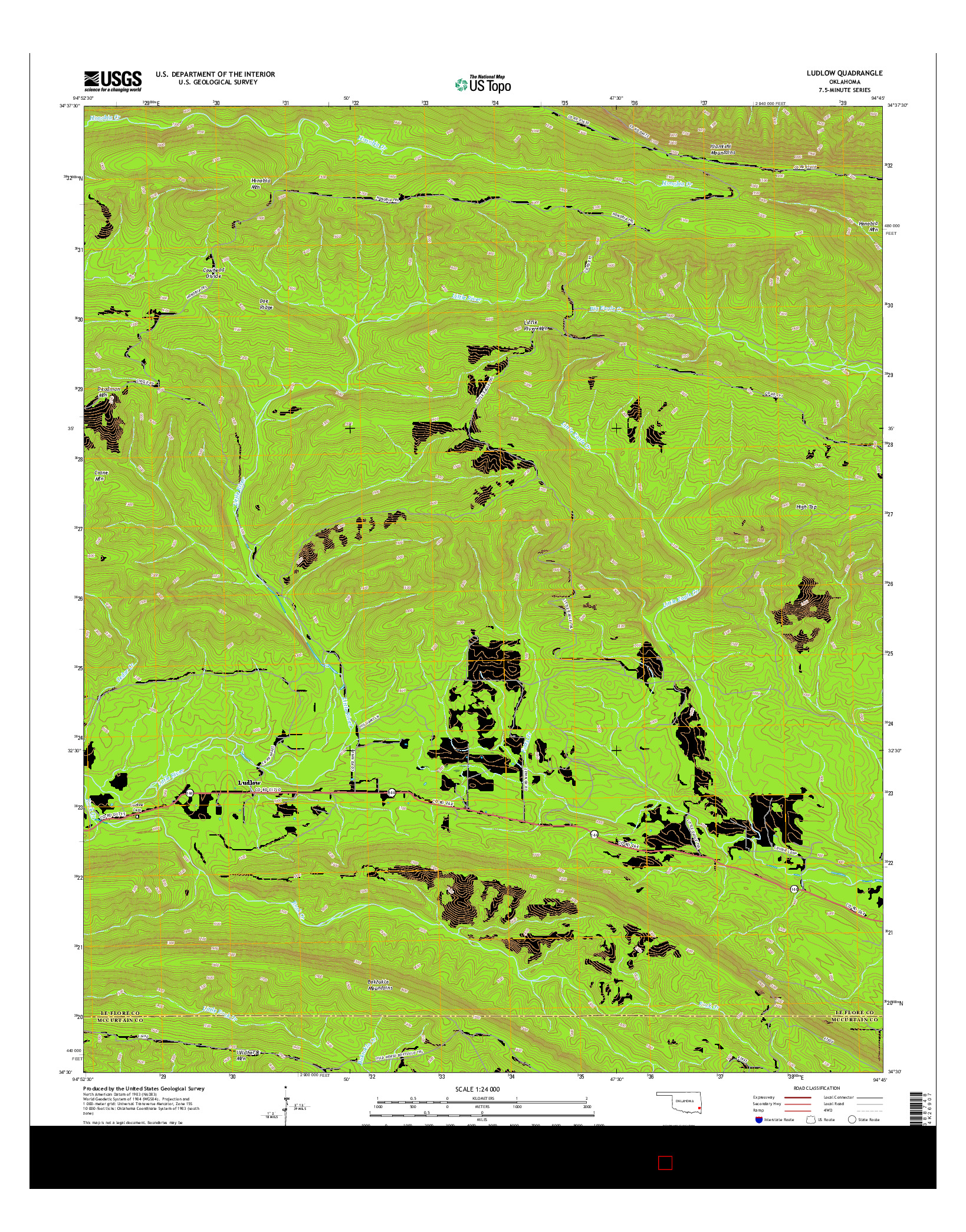 USGS US TOPO 7.5-MINUTE MAP FOR LUDLOW, OK 2016