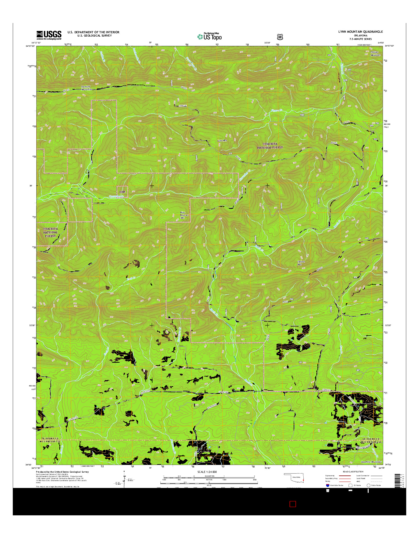 USGS US TOPO 7.5-MINUTE MAP FOR LYNN MOUNTAIN, OK 2016