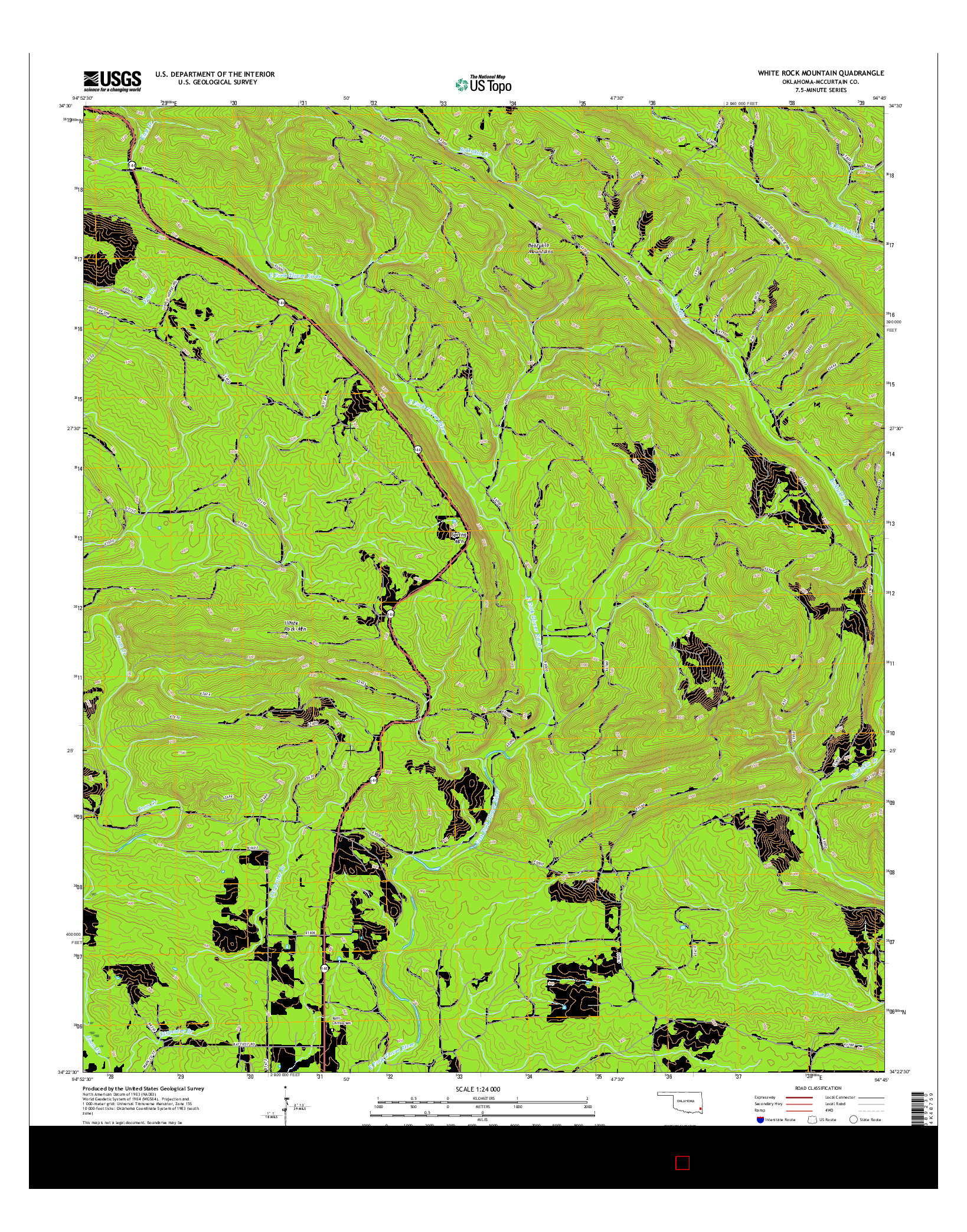USGS US TOPO 7.5-MINUTE MAP FOR WHITE ROCK MOUNTAIN, OK 2016