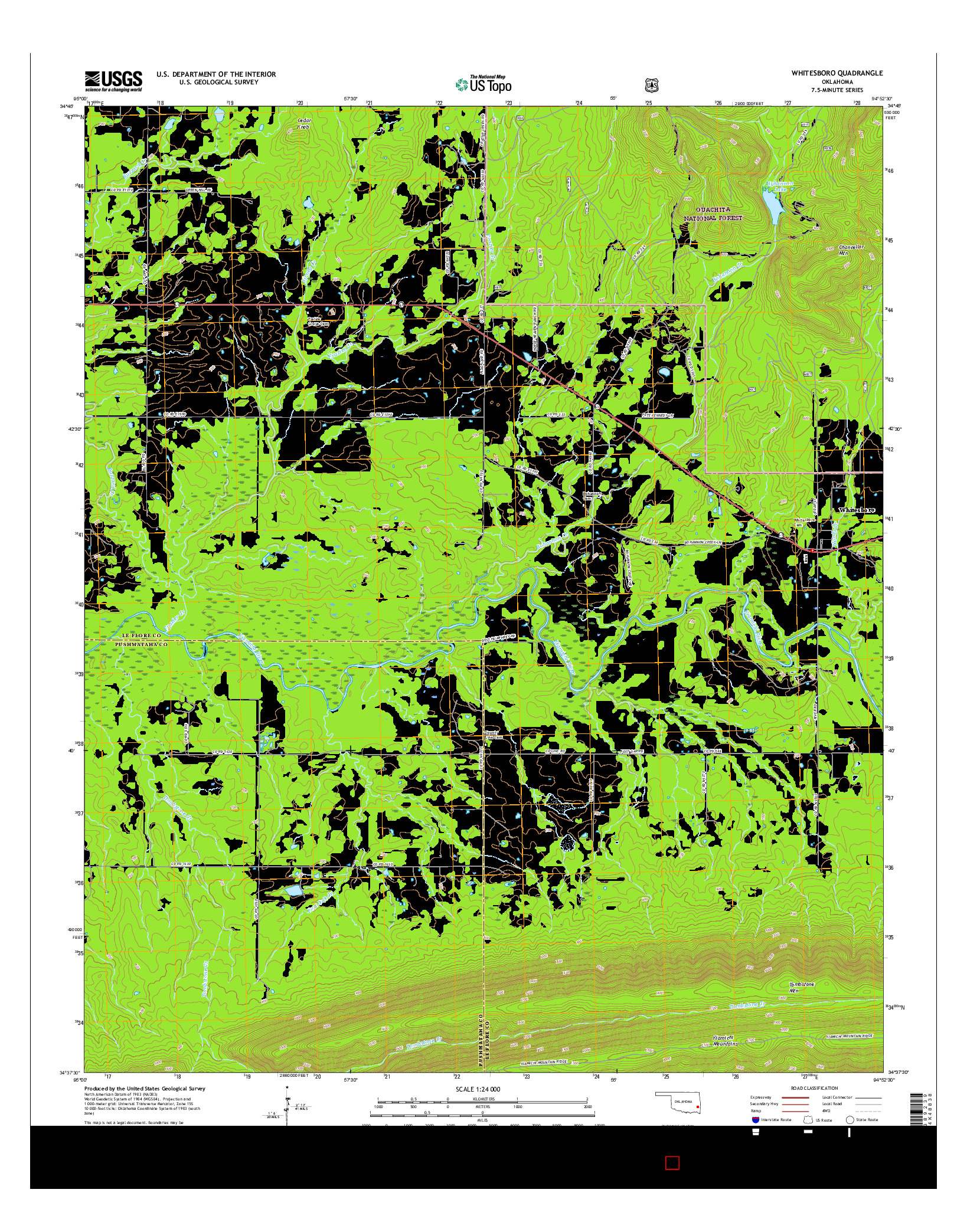 USGS US TOPO 7.5-MINUTE MAP FOR WHITESBORO, OK 2016