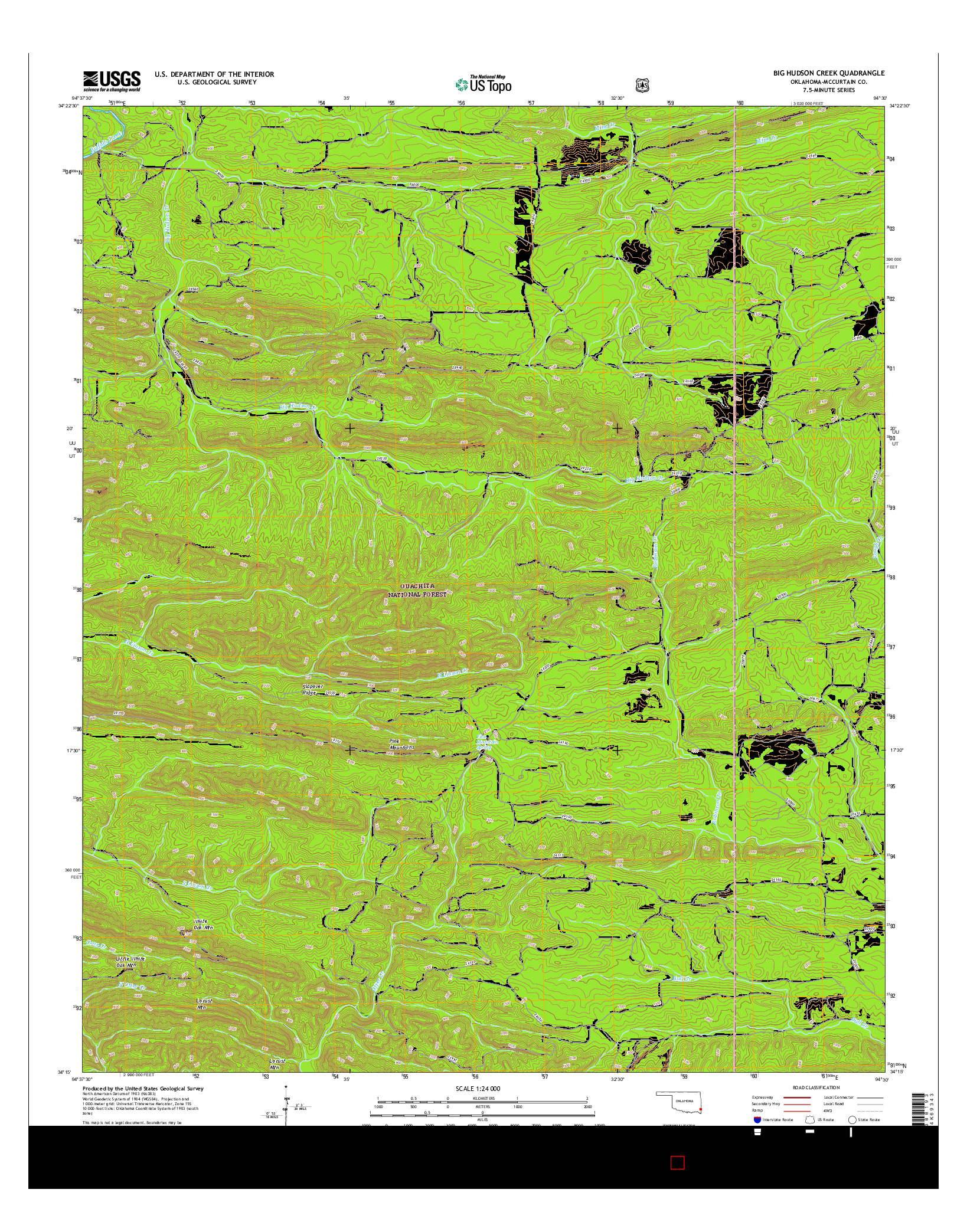 USGS US TOPO 7.5-MINUTE MAP FOR BIG HUDSON CREEK, OK 2016