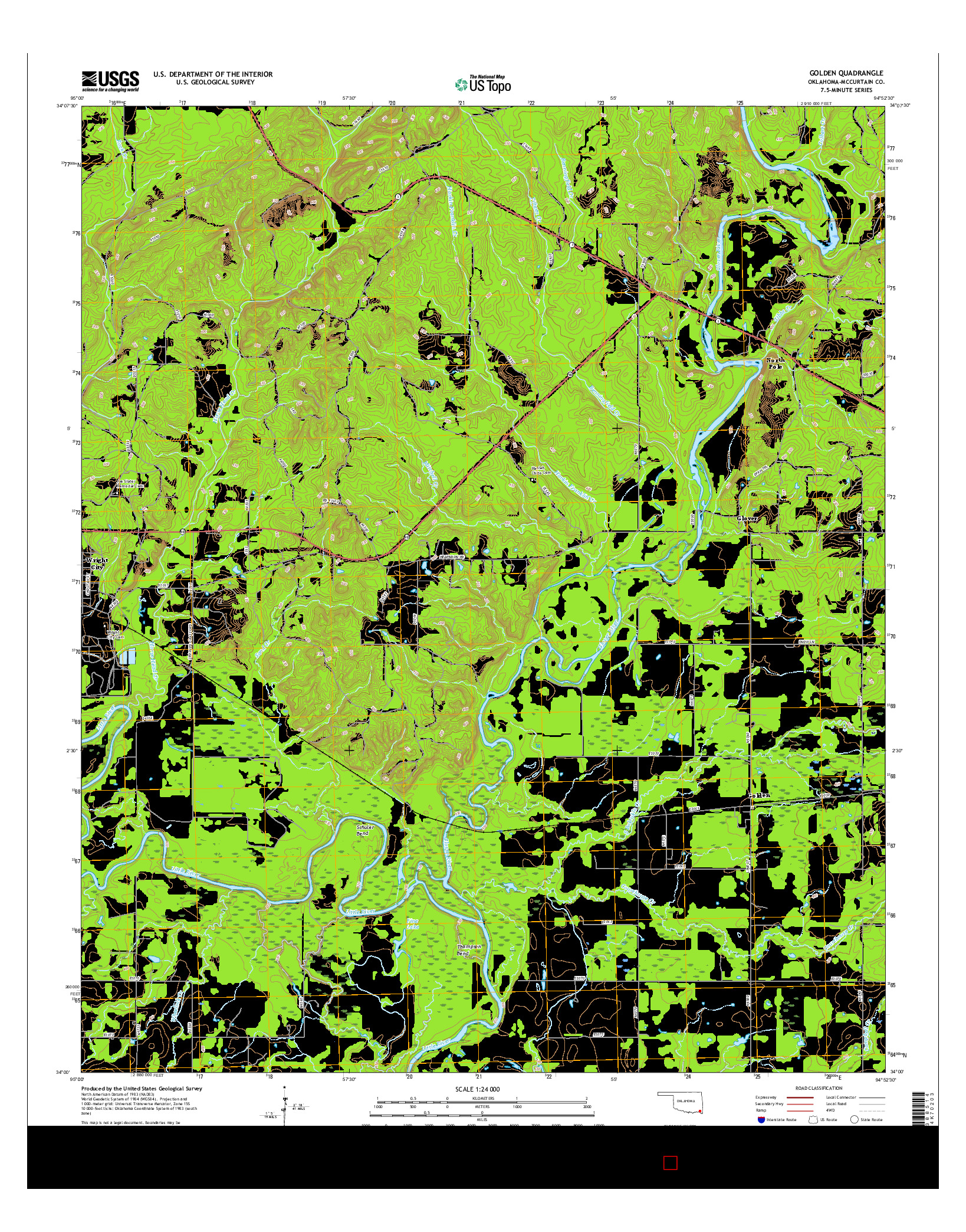USGS US TOPO 7.5-MINUTE MAP FOR GOLDEN, OK 2016