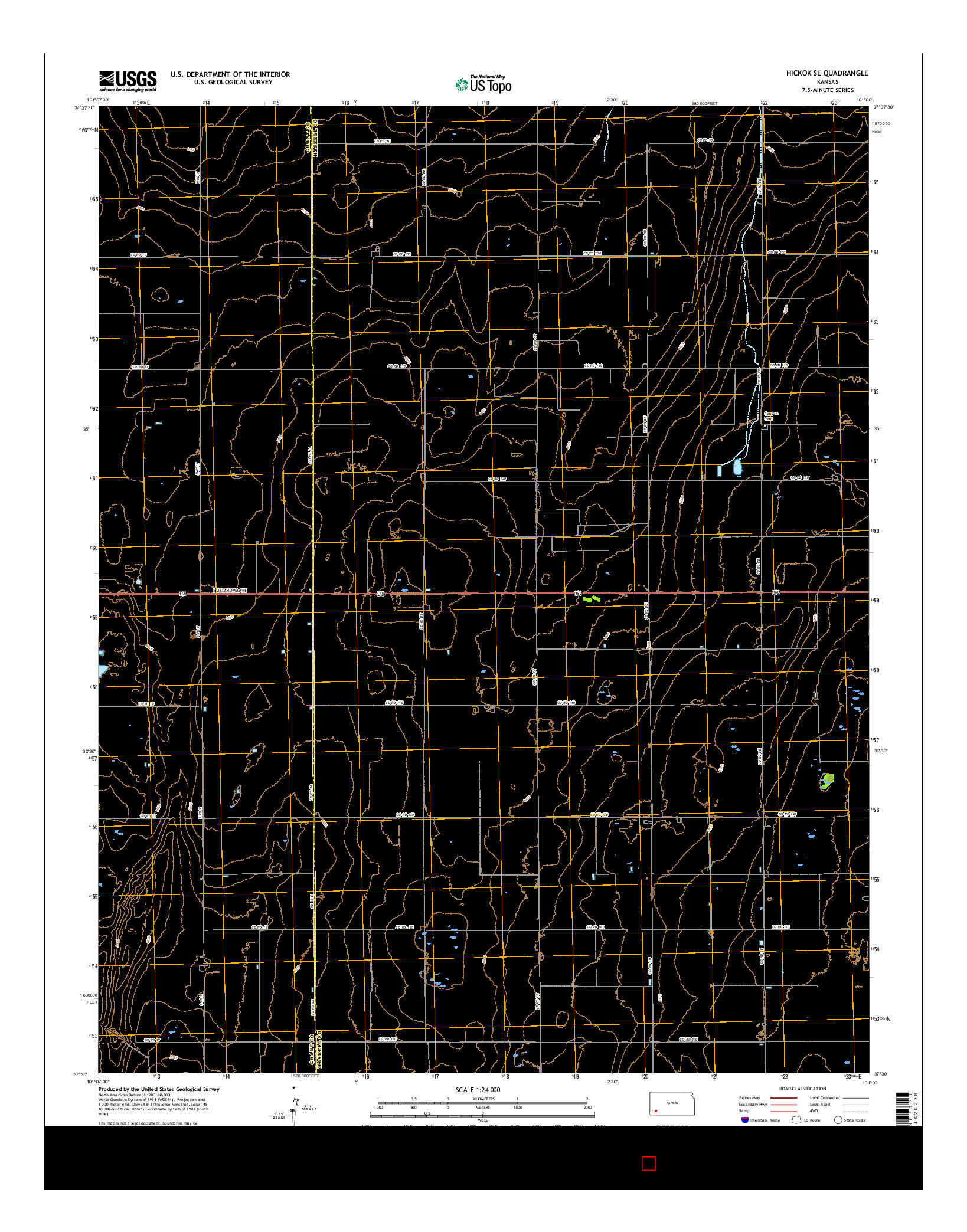 USGS US TOPO 7.5-MINUTE MAP FOR HICKOK SE, KS 2016