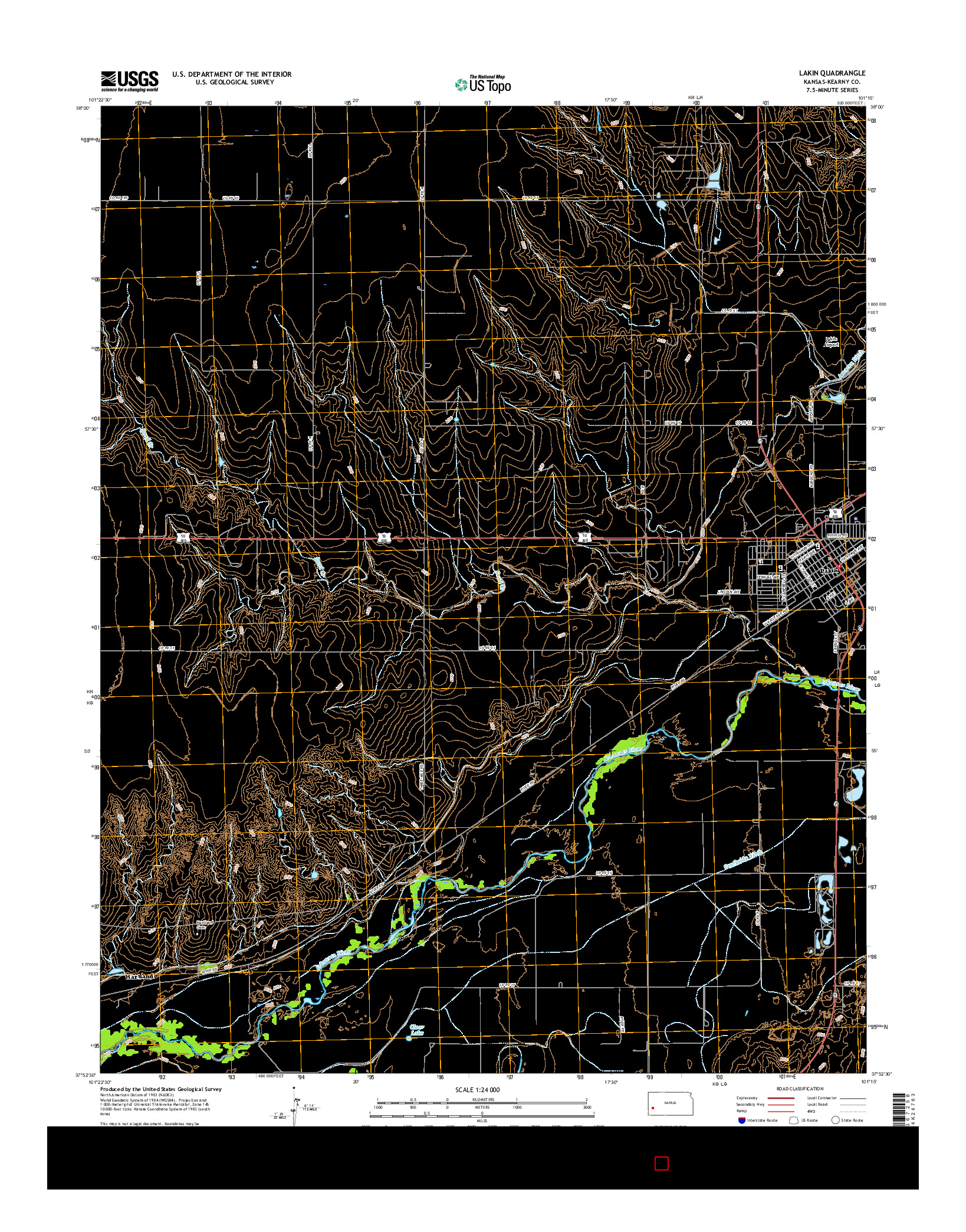 USGS US TOPO 7.5-MINUTE MAP FOR LAKIN, KS 2016