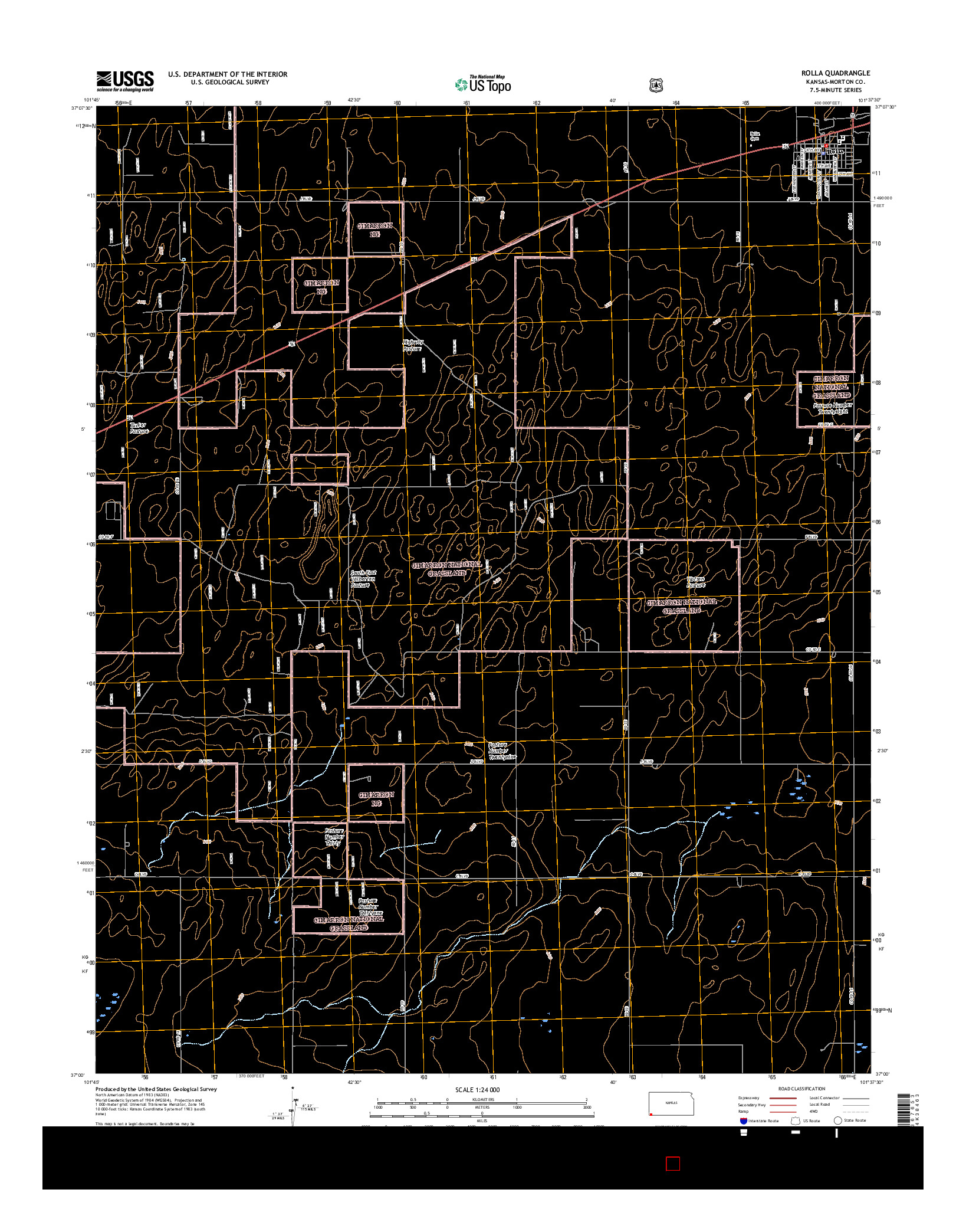 USGS US TOPO 7.5-MINUTE MAP FOR ROLLA, KS 2016