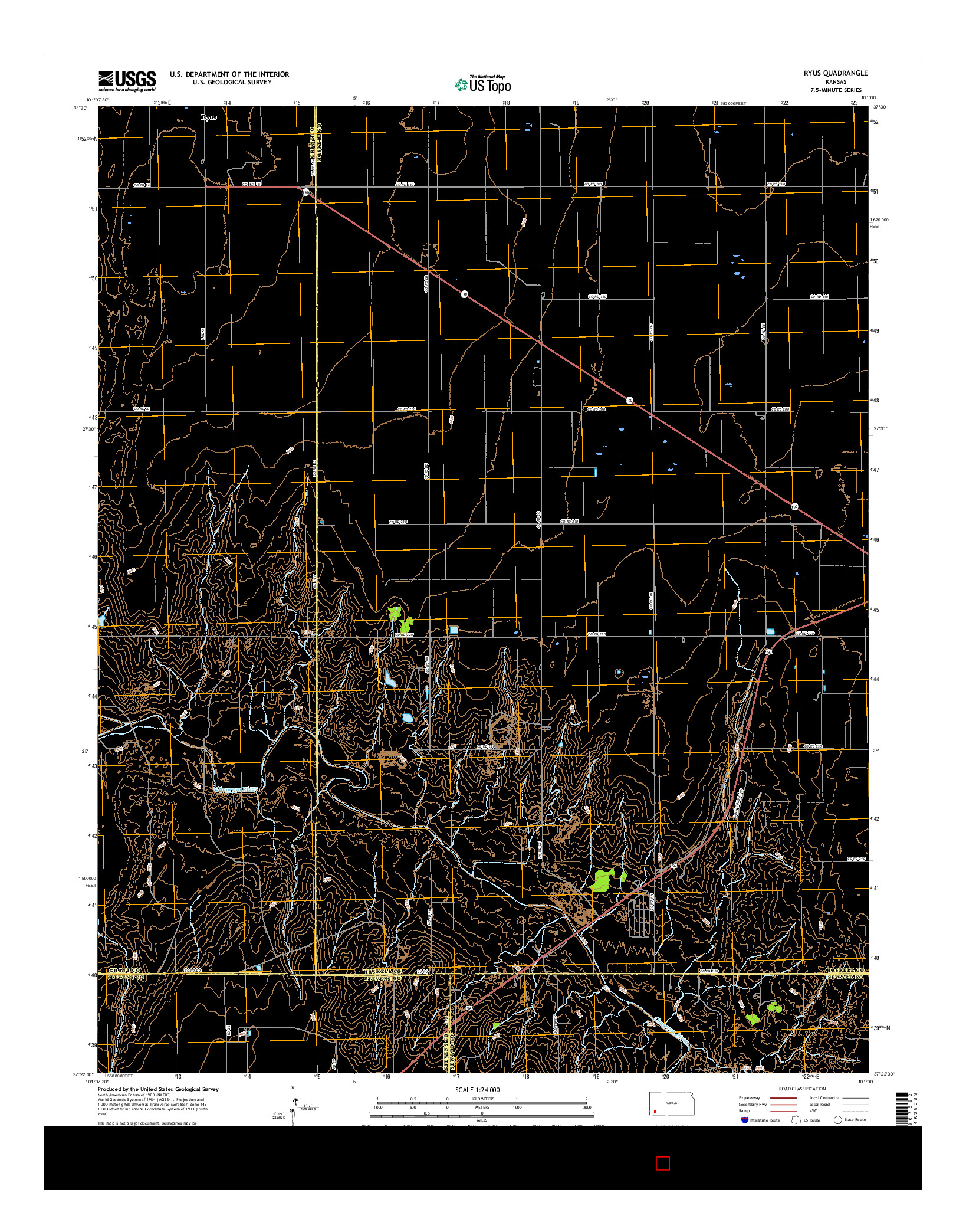 USGS US TOPO 7.5-MINUTE MAP FOR RYUS, KS 2016