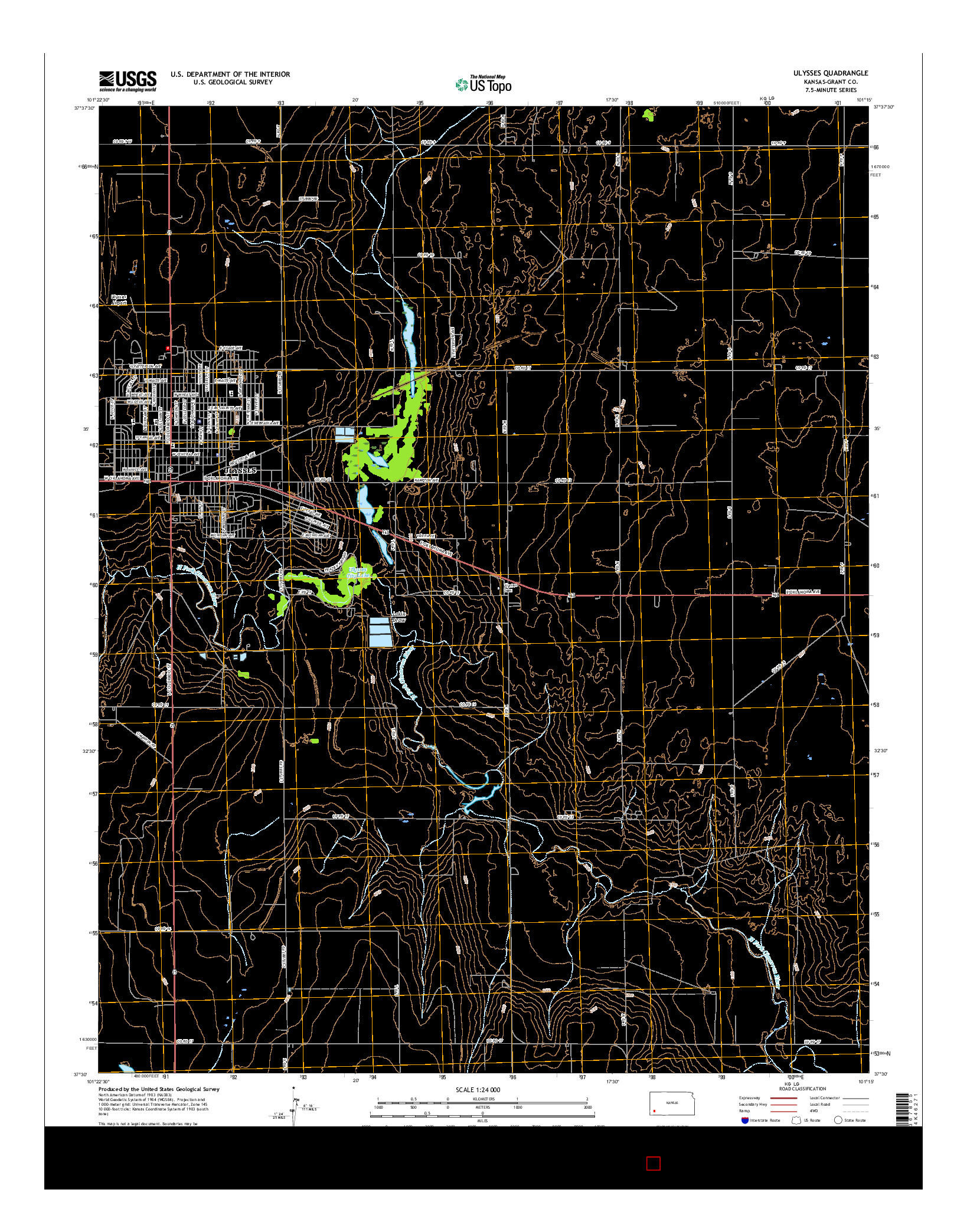 USGS US TOPO 7.5-MINUTE MAP FOR ULYSSES, KS 2016