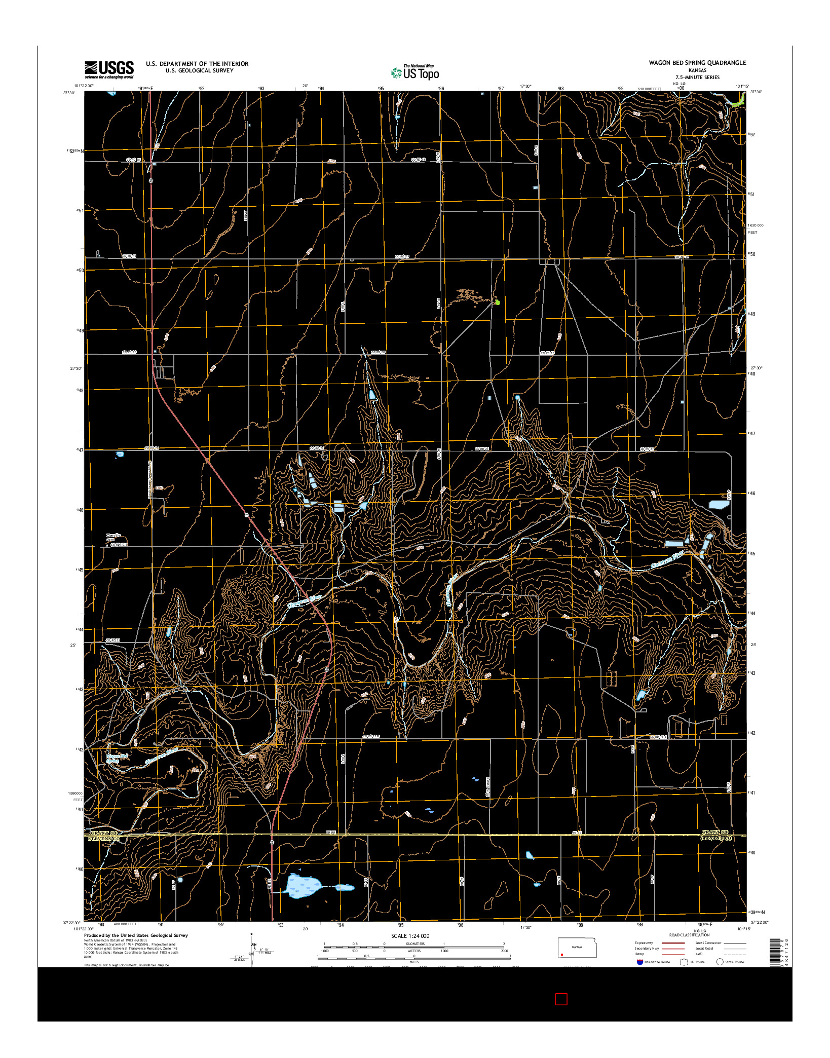 USGS US TOPO 7.5-MINUTE MAP FOR WAGON BED SPRING, KS 2016