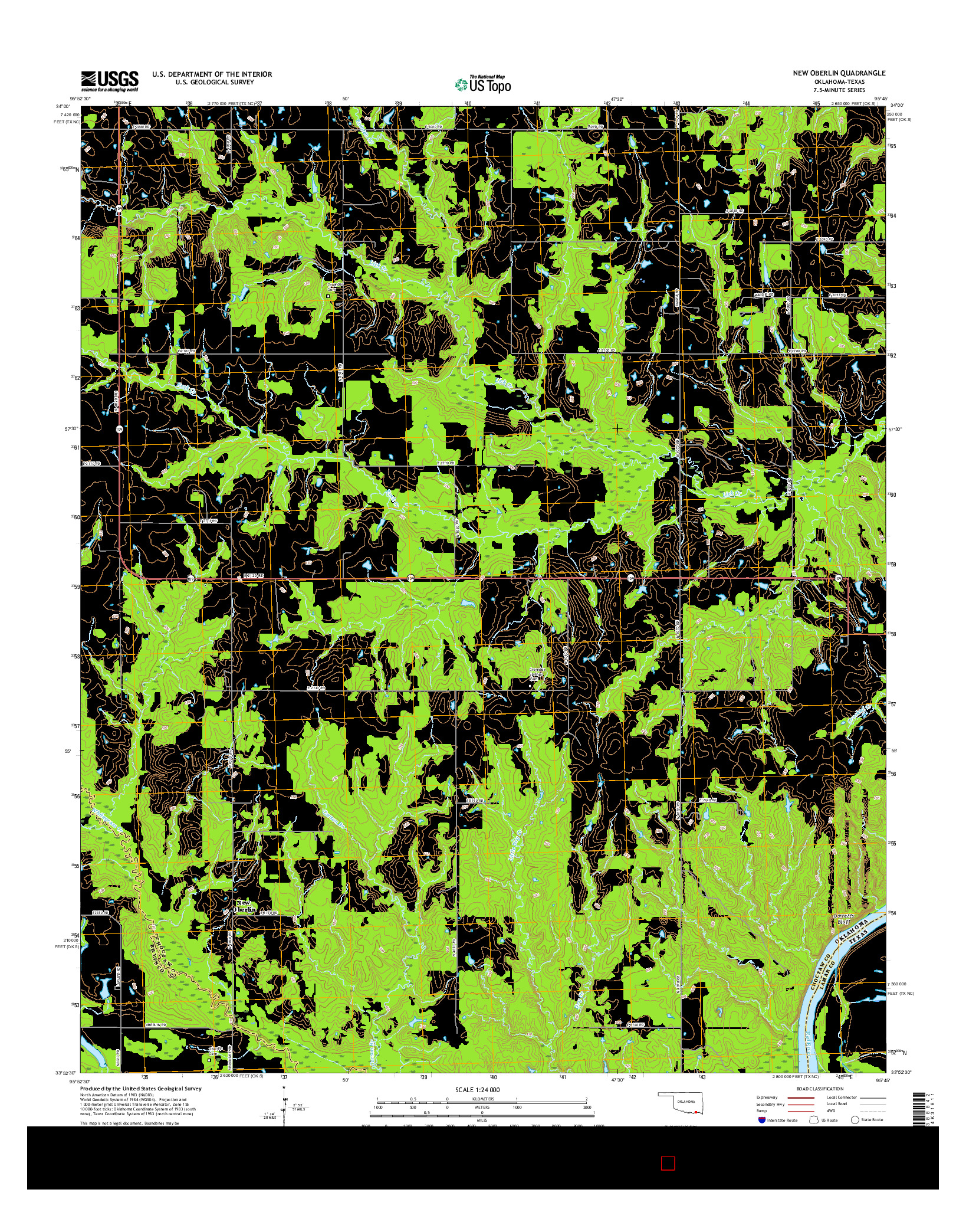 USGS US TOPO 7.5-MINUTE MAP FOR NEW OBERLIN, OK-TX 2016