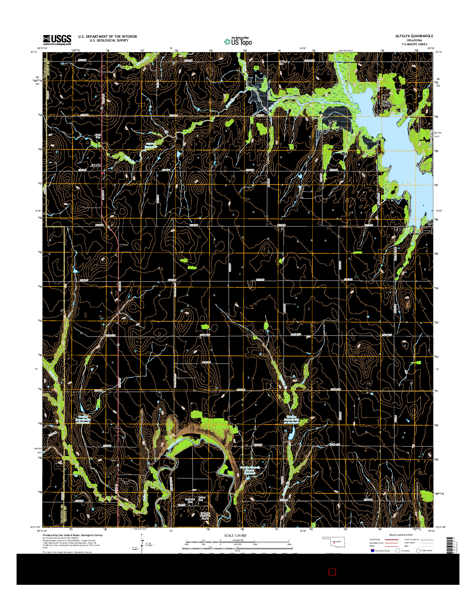 USGS US TOPO 7.5-MINUTE MAP FOR ALFALFA, OK 2016