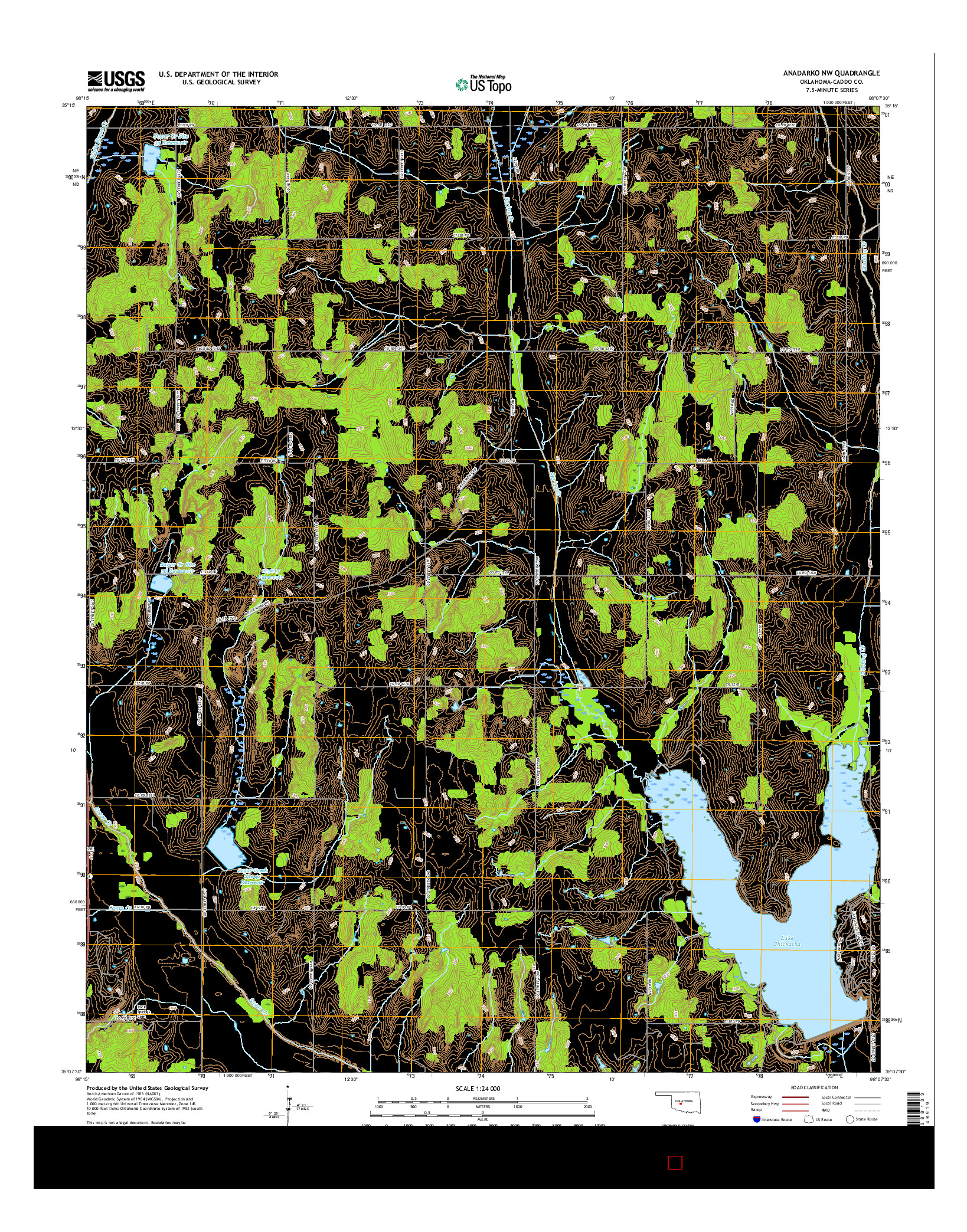 USGS US TOPO 7.5-MINUTE MAP FOR ANADARKO NW, OK 2016