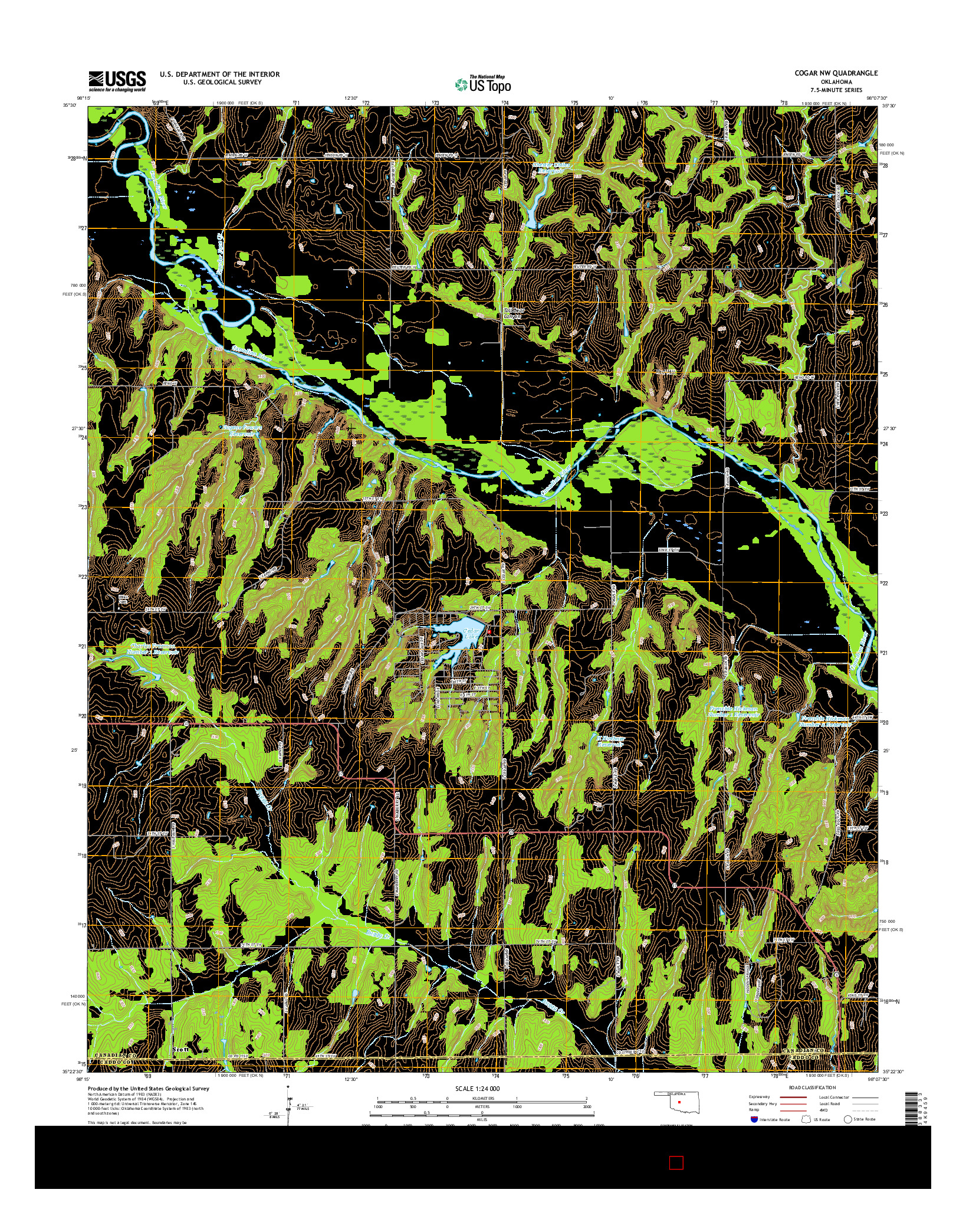 USGS US TOPO 7.5-MINUTE MAP FOR COGAR NW, OK 2016