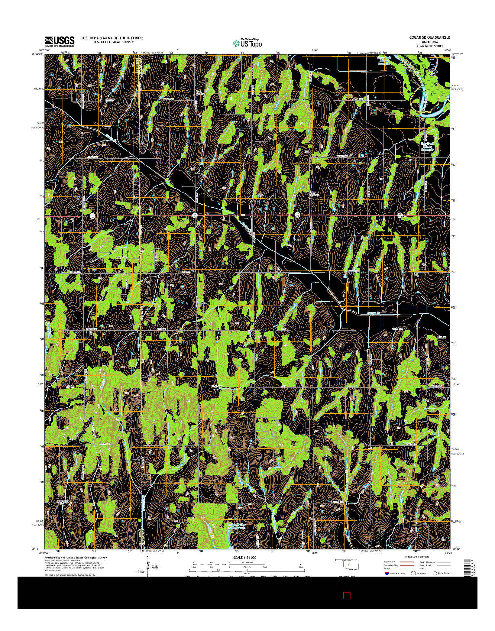 USGS US TOPO 7.5-MINUTE MAP FOR COGAR SE, OK 2016