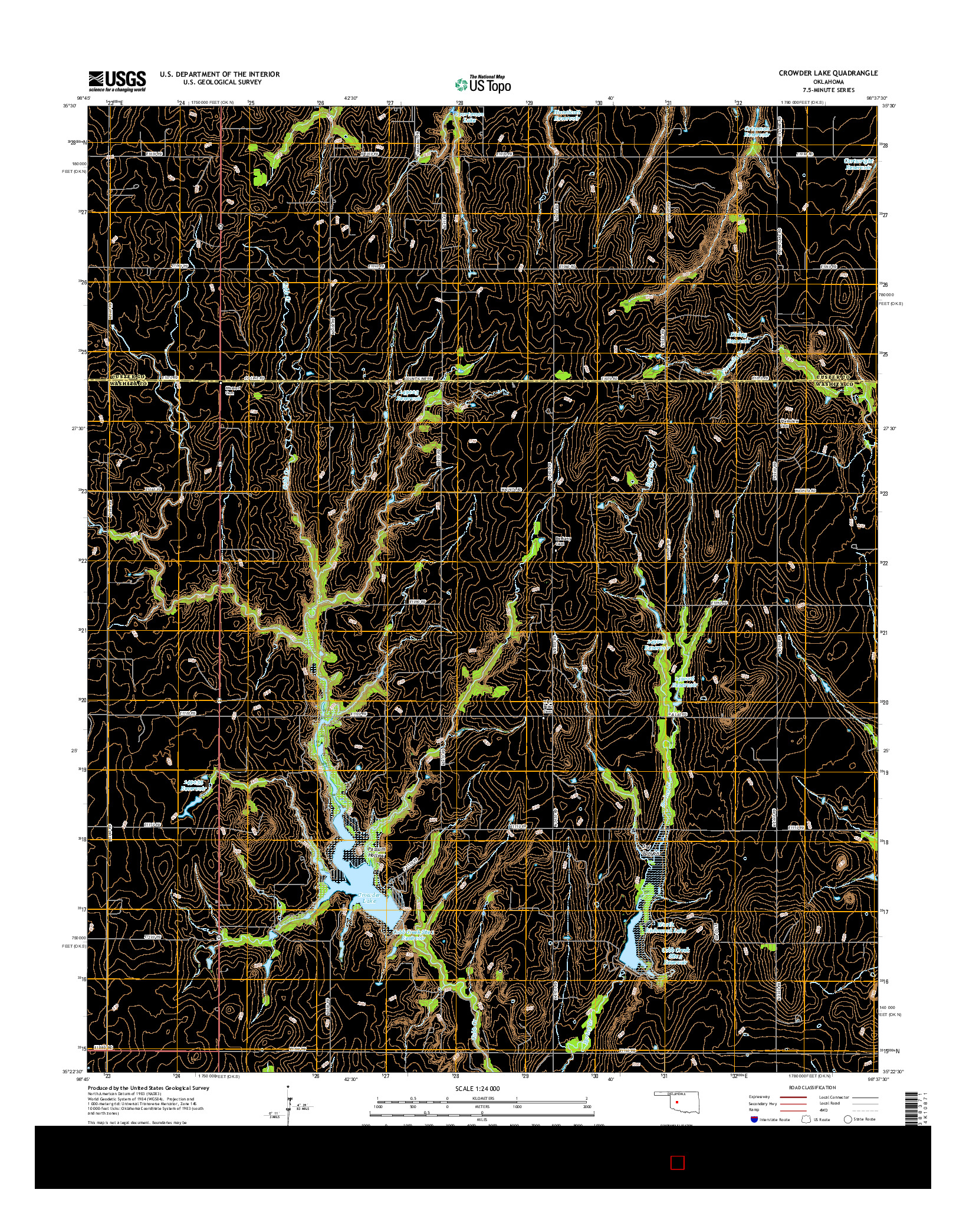 USGS US TOPO 7.5-MINUTE MAP FOR CROWDER LAKE, OK 2016