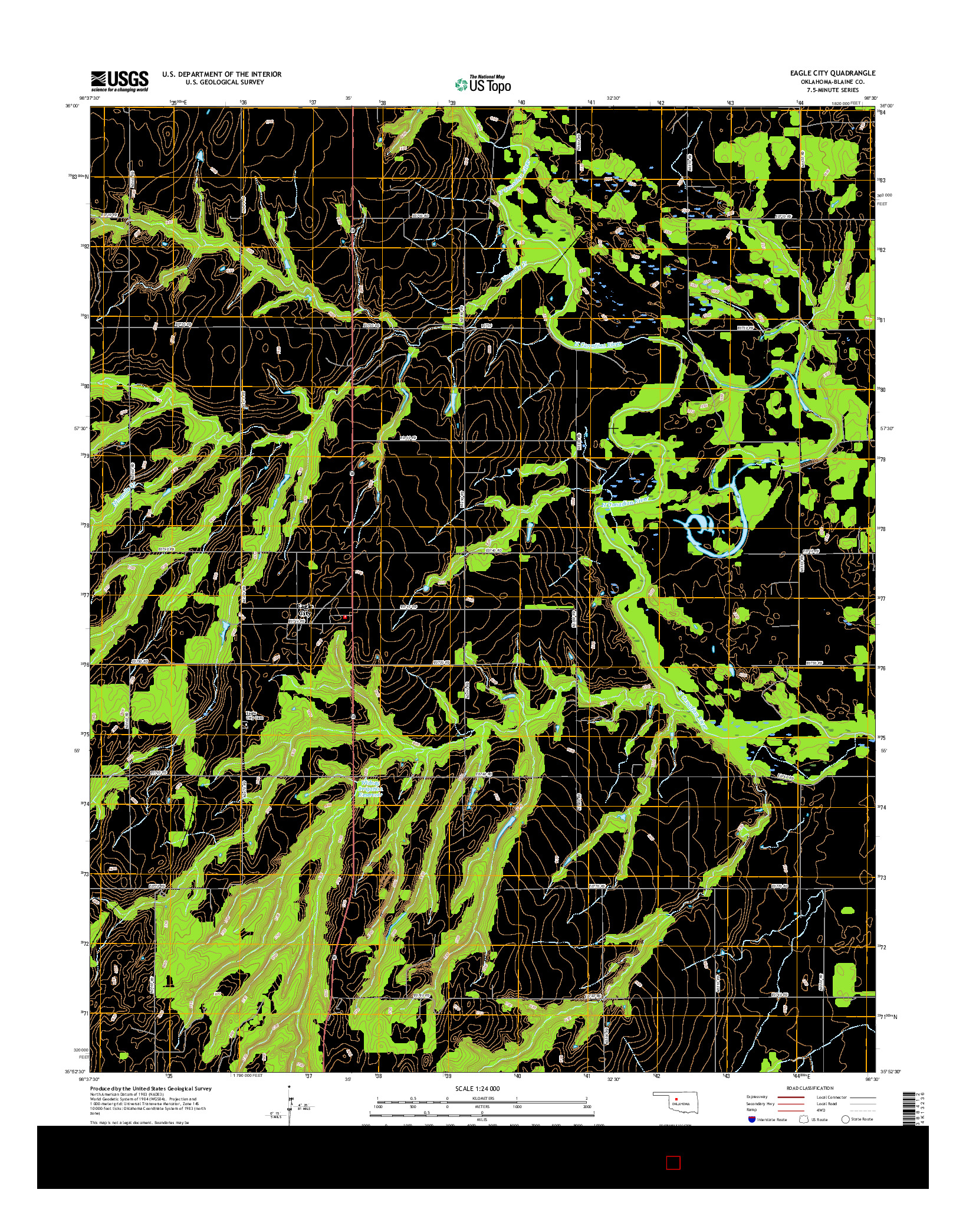 USGS US TOPO 7.5-MINUTE MAP FOR EAGLE CITY, OK 2016