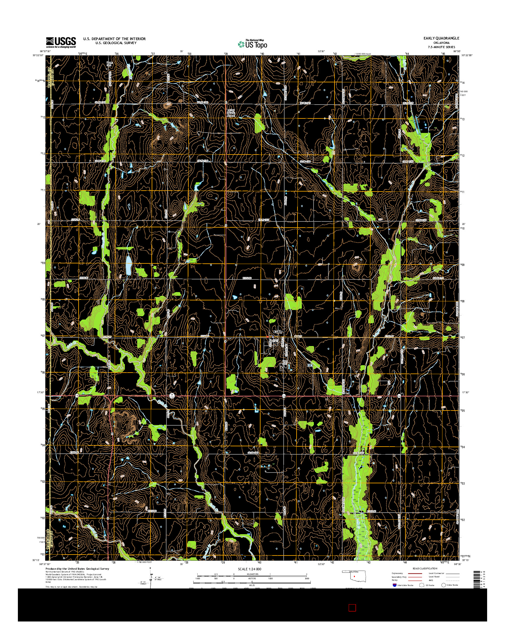 USGS US TOPO 7.5-MINUTE MAP FOR EAKLY, OK 2016